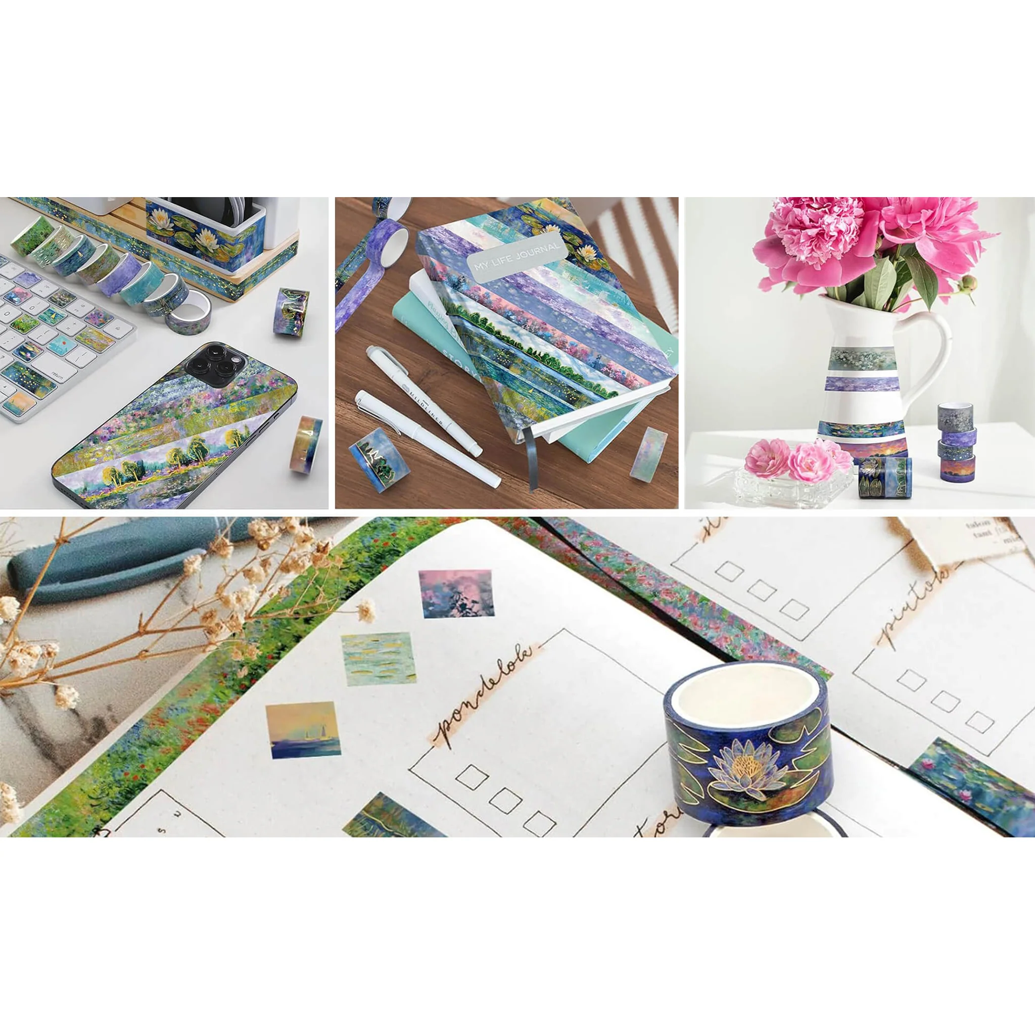27 Roll Washi Tape Set – Monet’s Garden - Image 4
