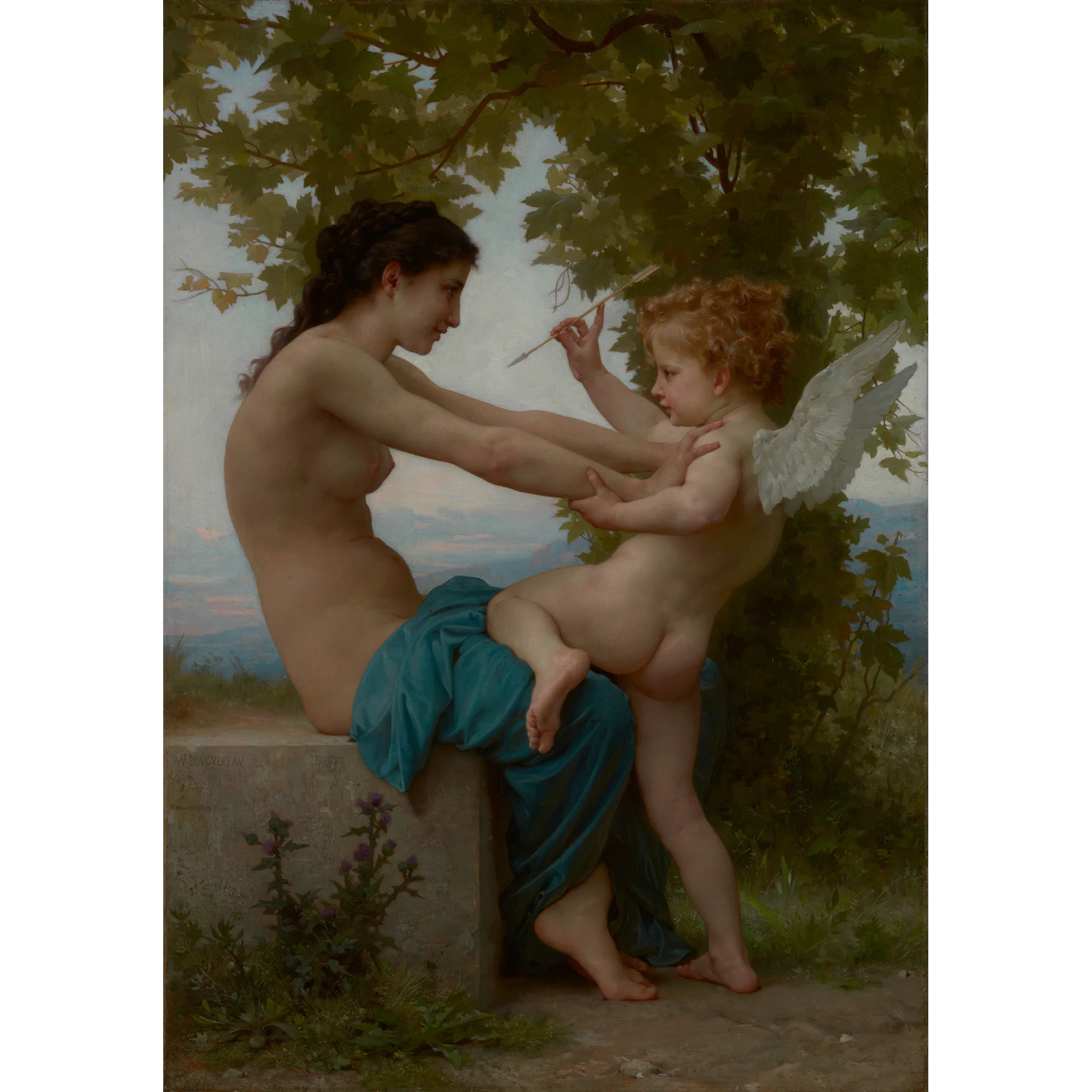 Bouguereau A Young Girl Defending Herself against Eros Music Box - Image 4
