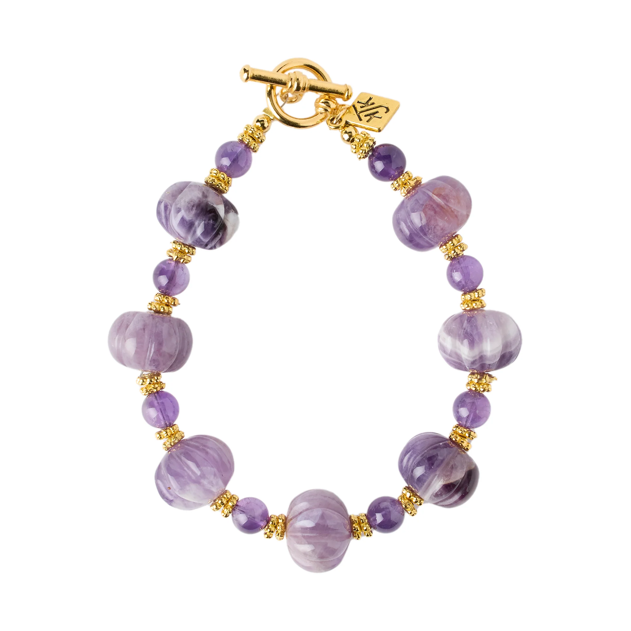 Amethyst and Brass Toggle Bracelet