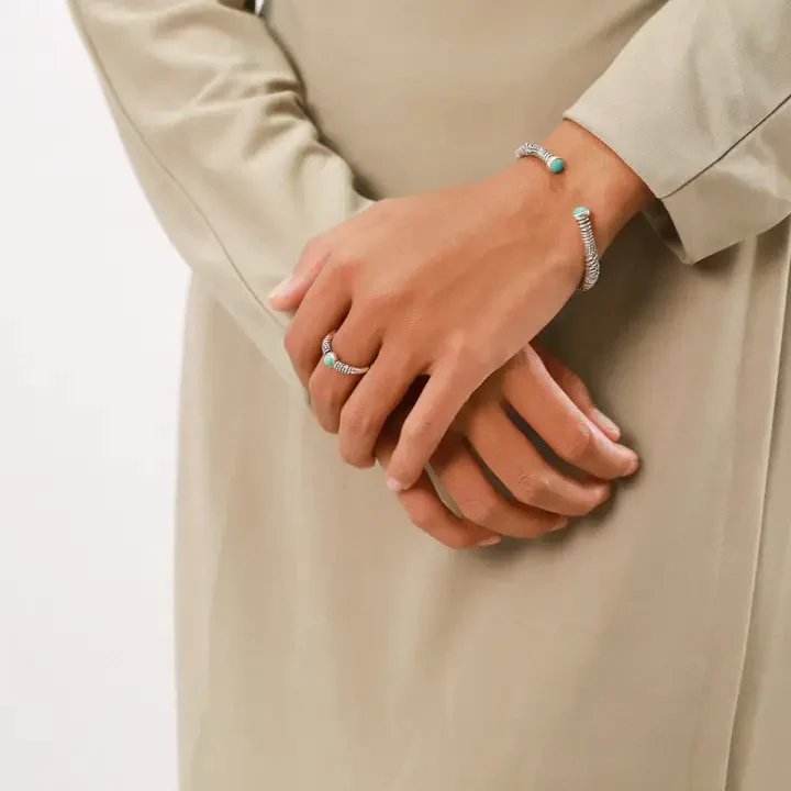 Silver & Turquoise Cuff Bracelet - Image 2