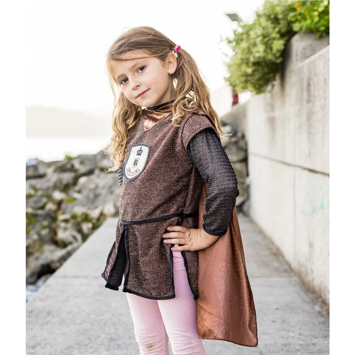 Brilliant Copper Knight Costumes with Tunic Cape and Crown Size 5-6 - Image 3