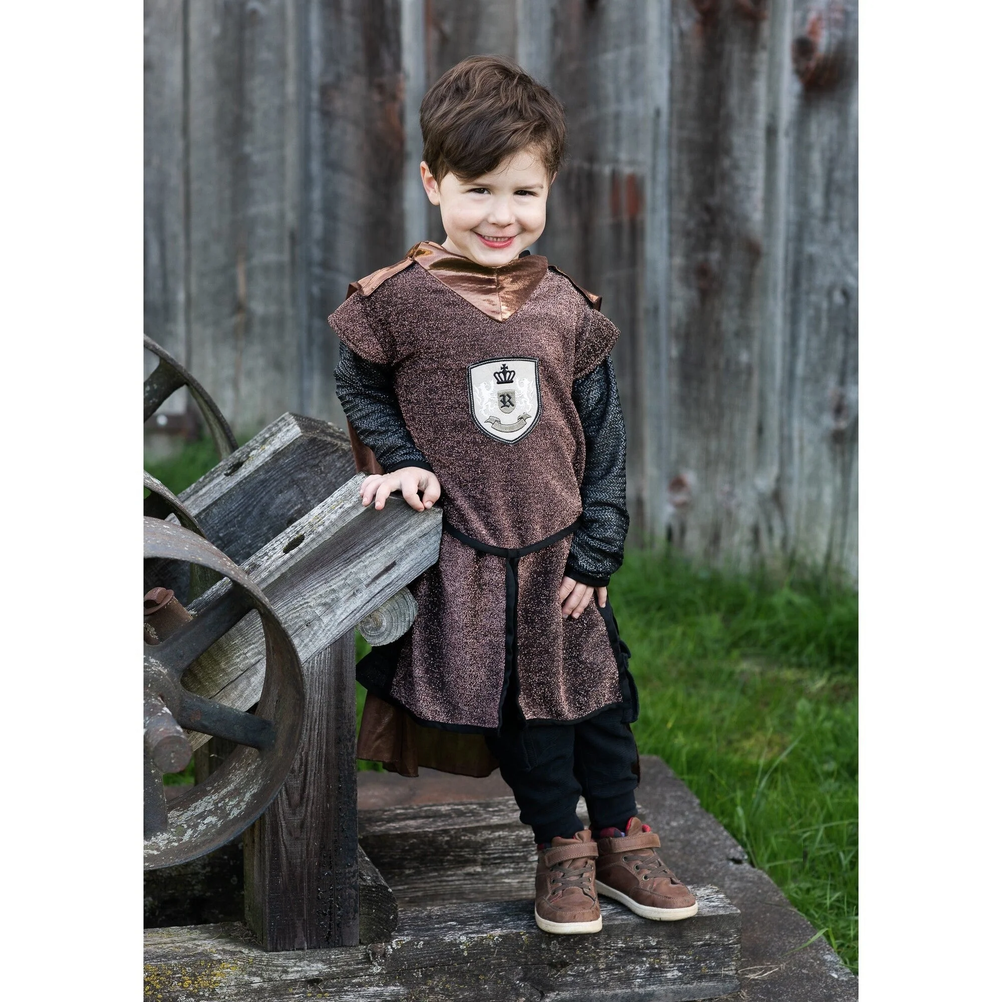 Brilliant Copper Knight Costumes with Tunic Cape and Crown Size 5-6 - Image 4