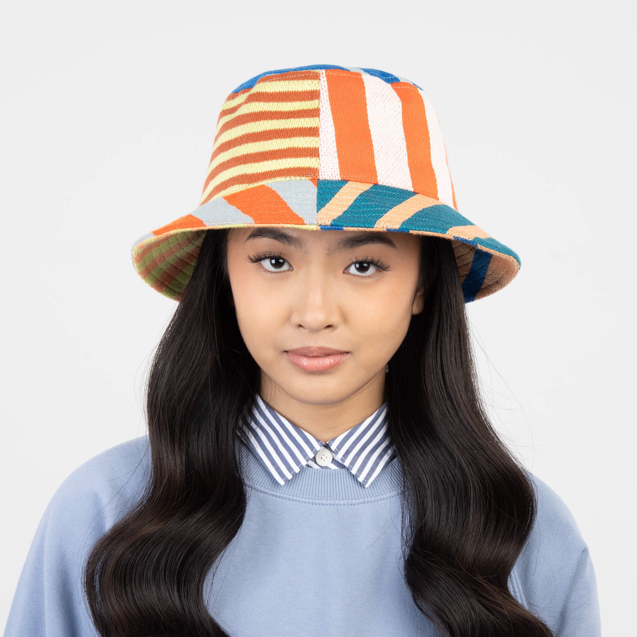 Patchwork Stripe Bucket Hat - Image 2