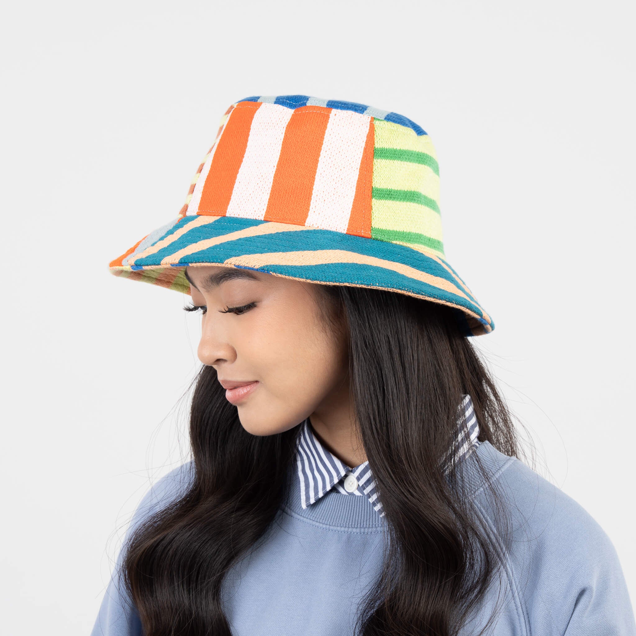 Patchwork Stripe Bucket Hat - Image 3