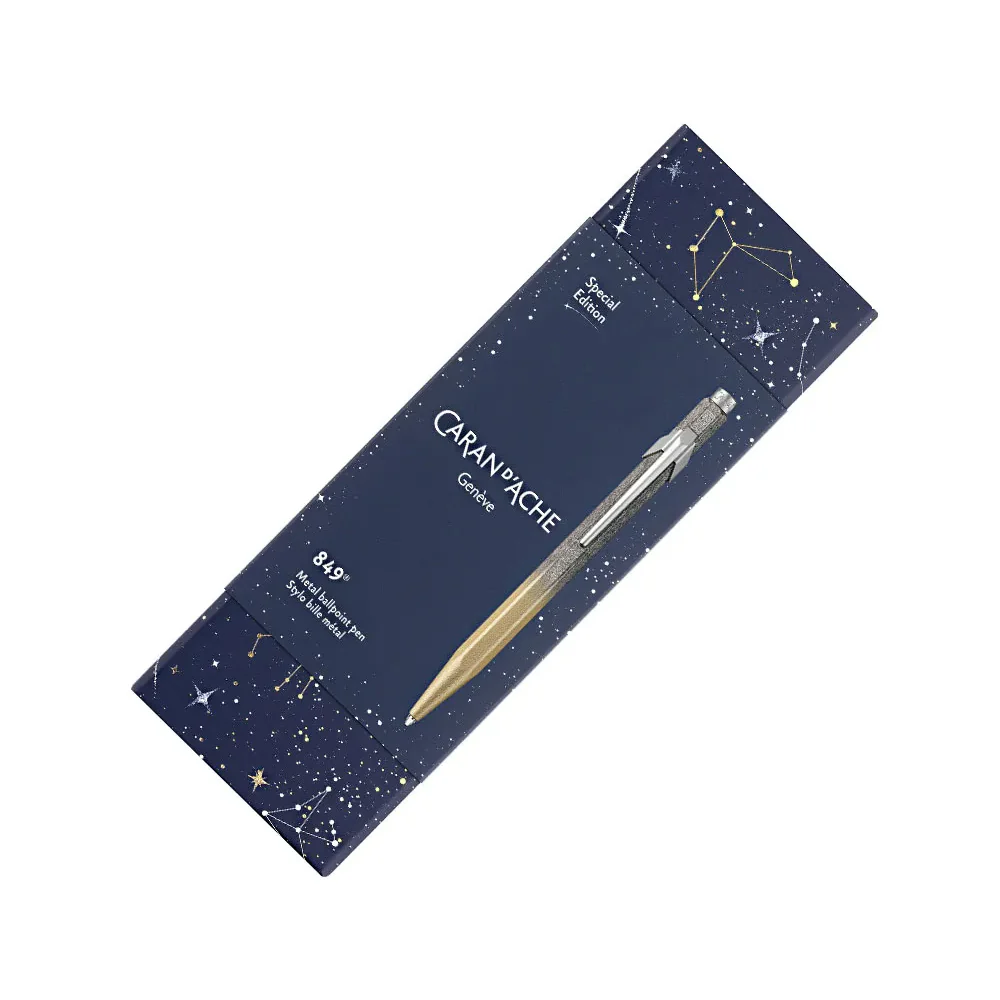 Caran d'Ache 849™ Cosmic Blue Ballpoint Pen - Gold - Image 2