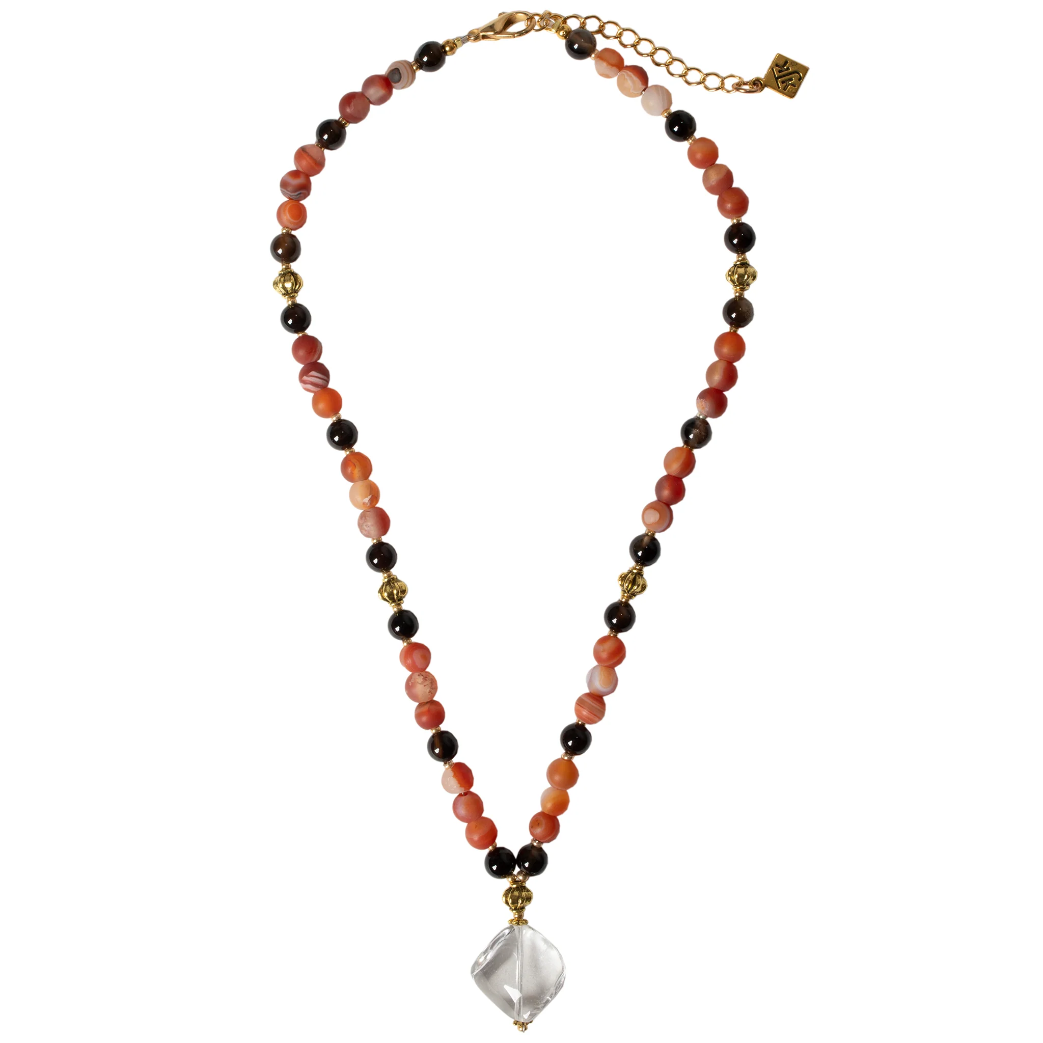 Carnelian, Agate, and Crystal Pendant Necklace - Image 2