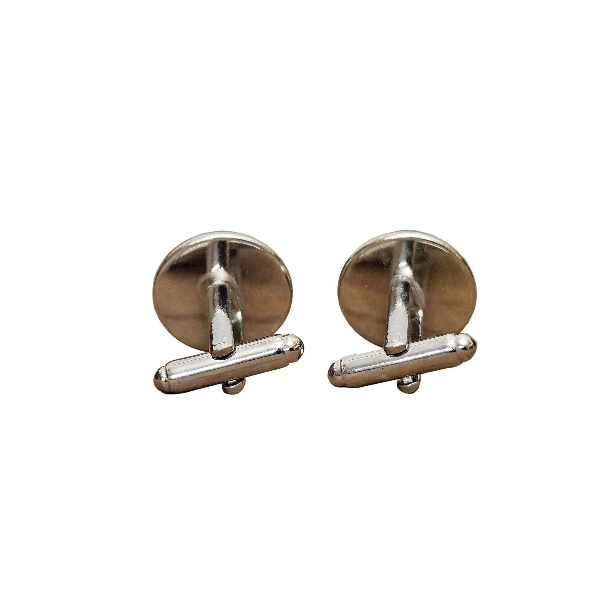 Silver Cufflinks with Upcycled Watch Parts - Image 4