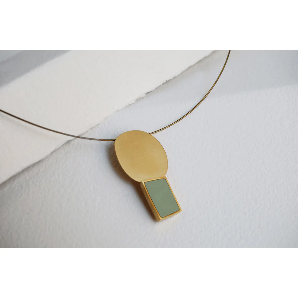 Collage Golden Necklace with Pendant - Image 3