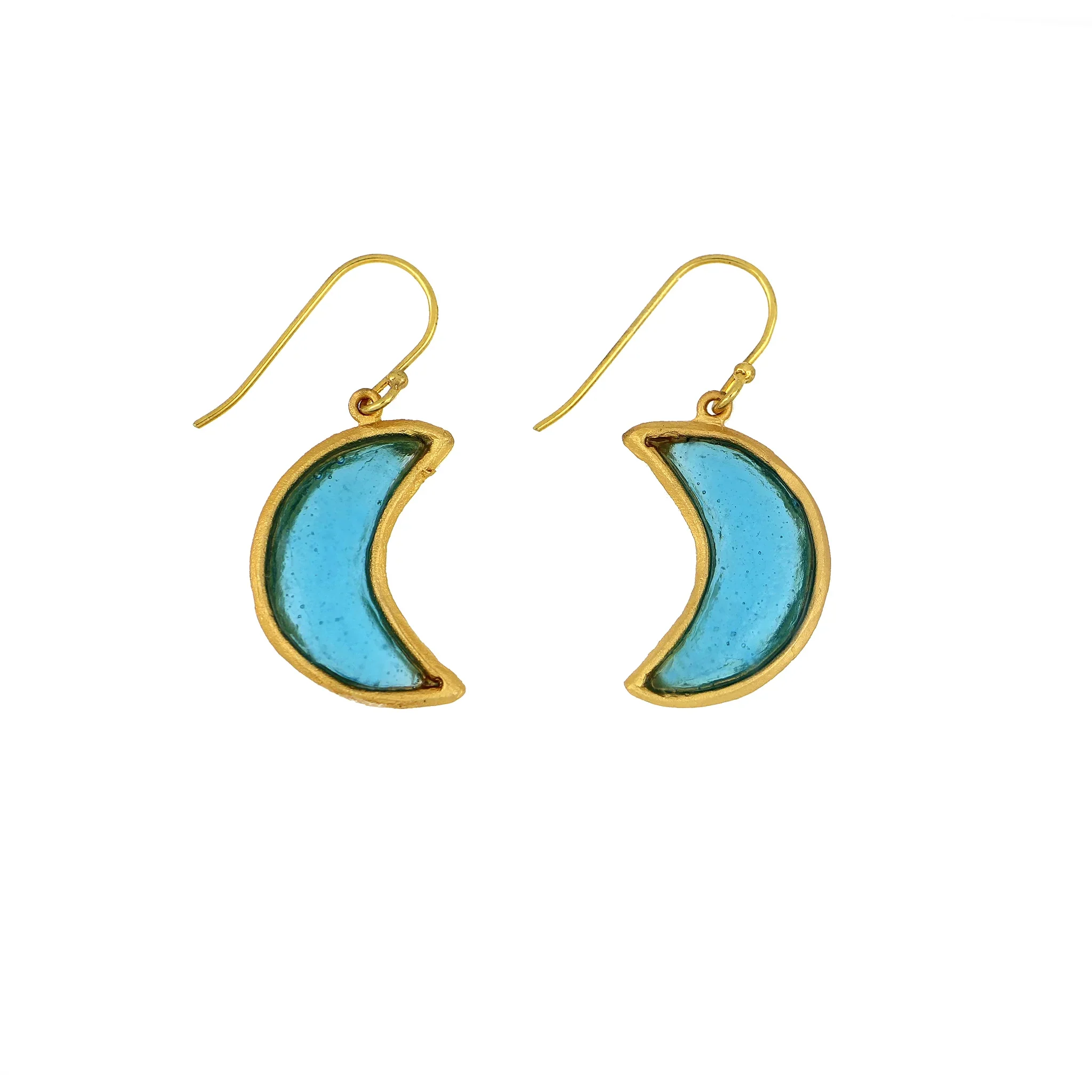 Crescent Moon Glass Earrings