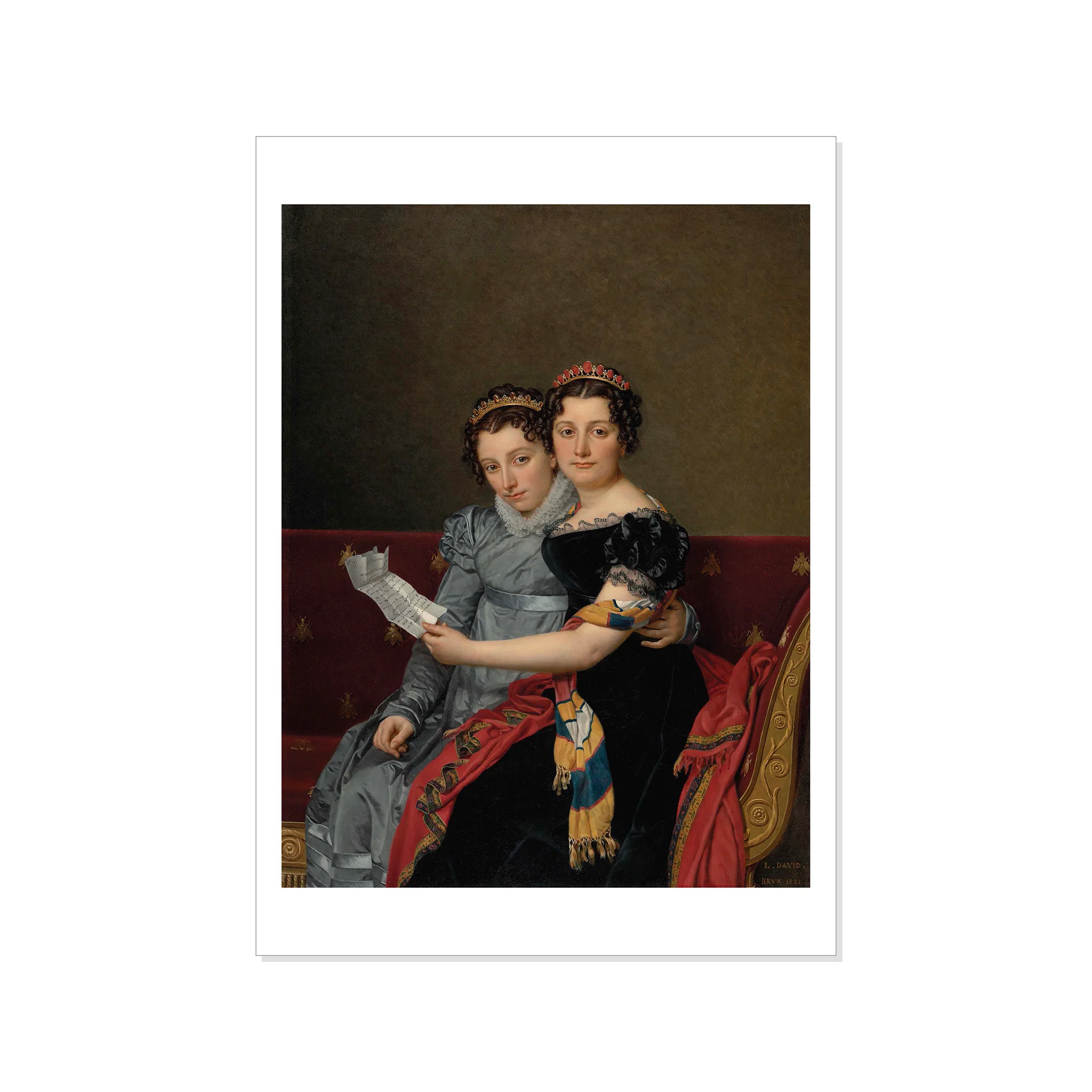 David - Portrait of the Sisters Zénaïde and Charlotte Bonaparte - Postcard