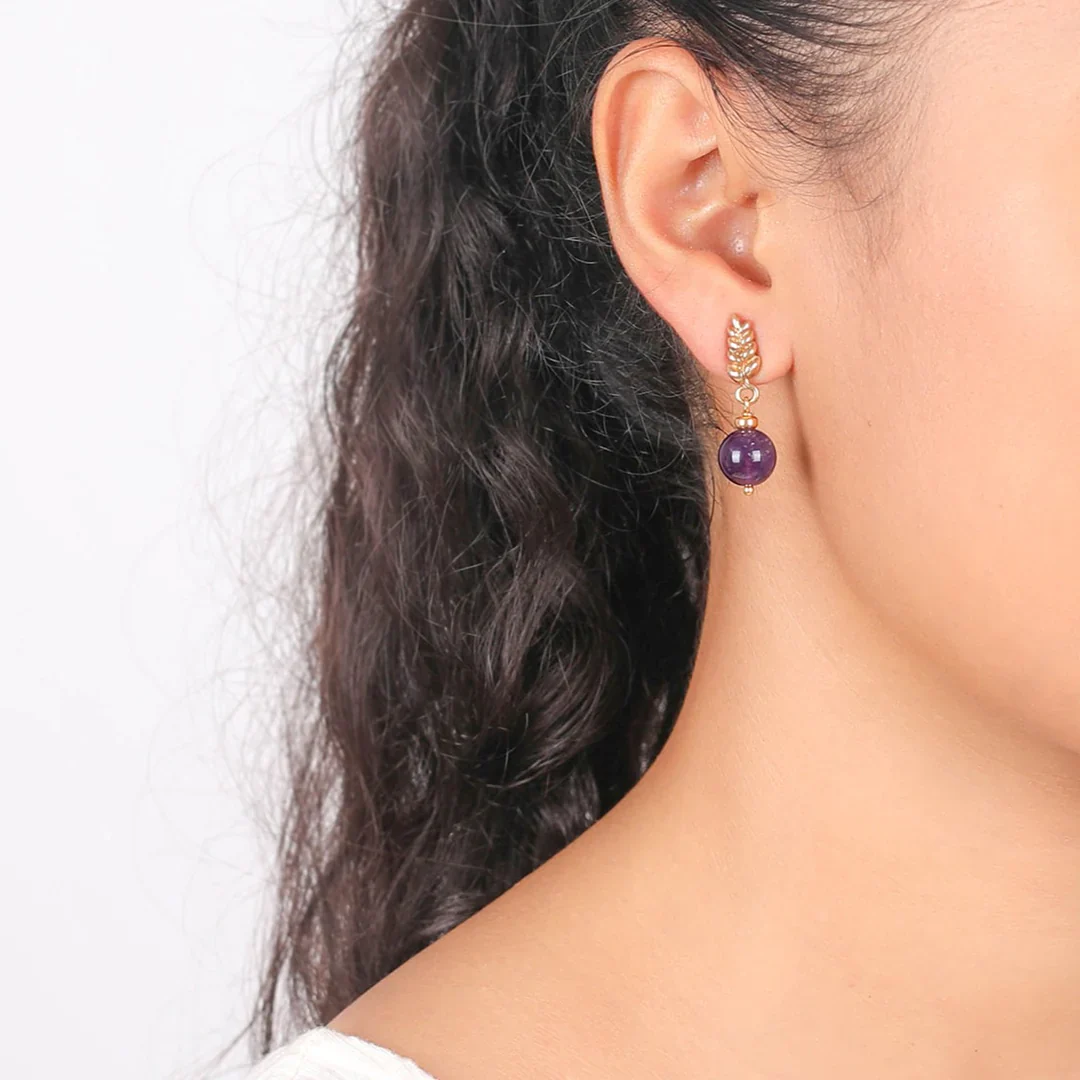 Amethyst Wheat Post Earrings - Image 3