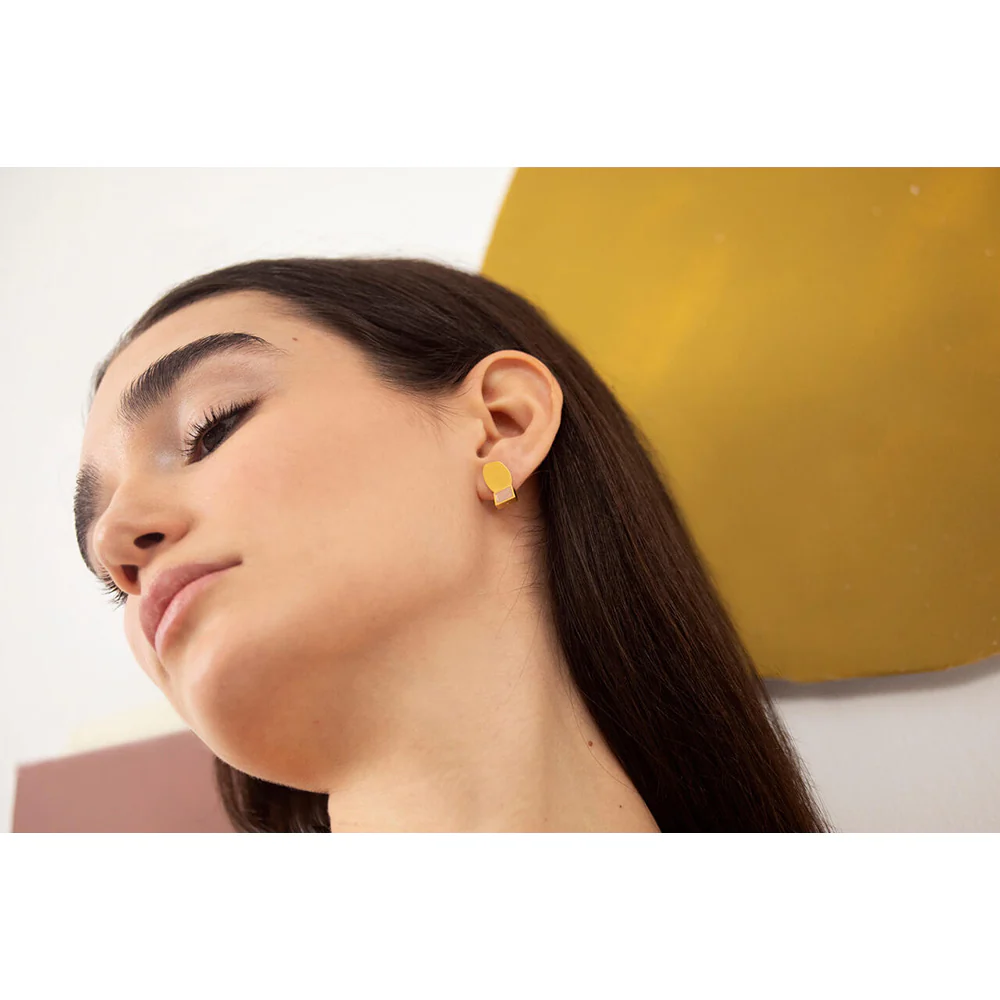 Collage Golden Stud Earrings - Image 2