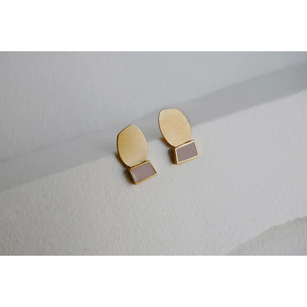 Collage Golden Stud Earrings - Image 3