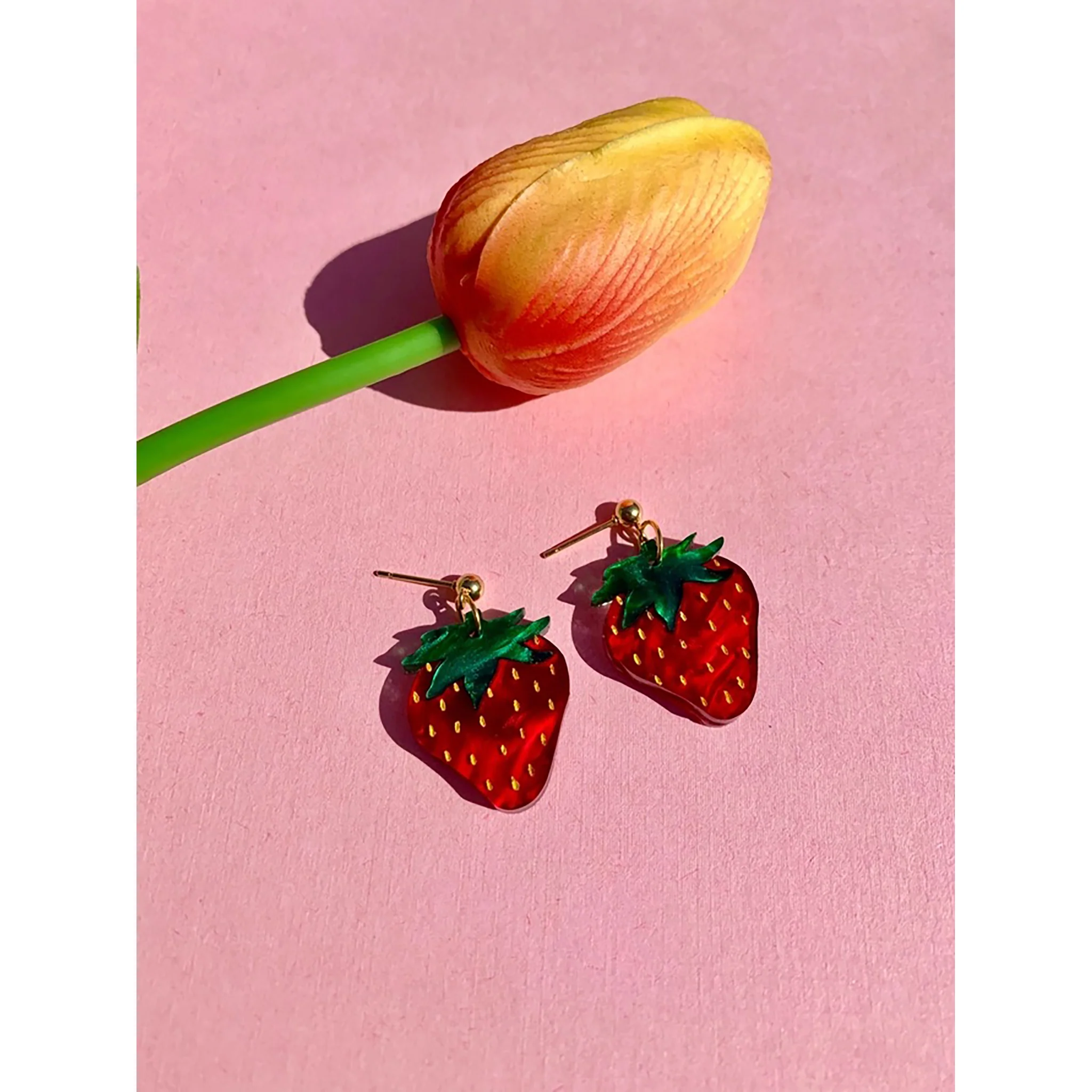 Acrylic Mini Strawberry Earrings