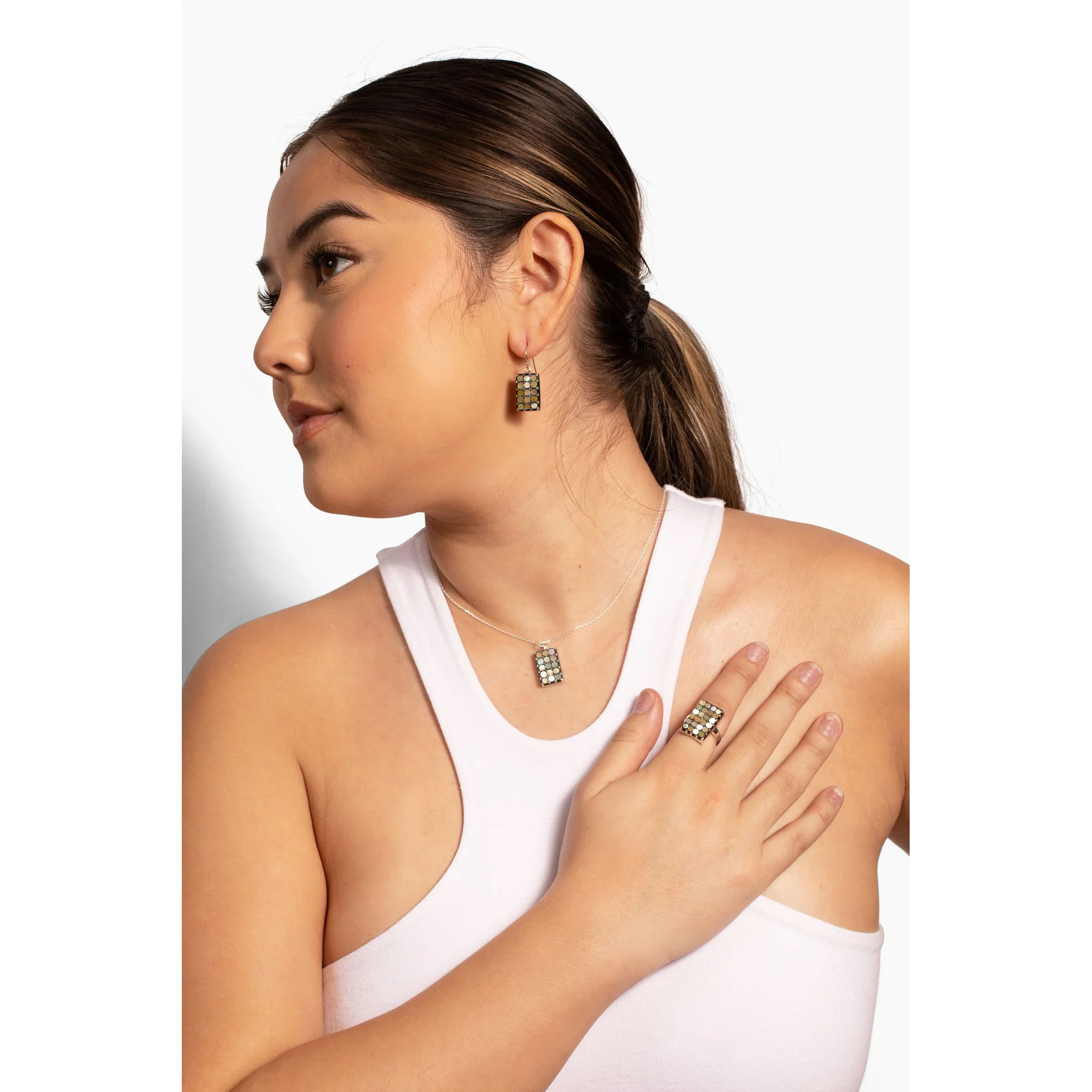 Sterling Silver Mother of Pearl Sushi Earrings - Image 2