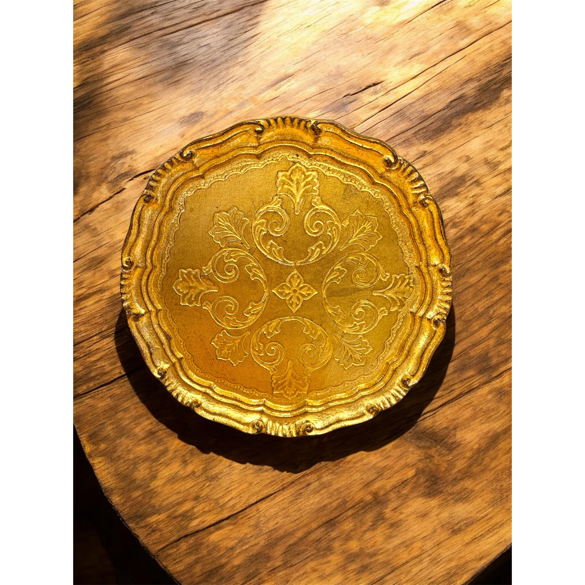 Florentine Carved Wood Plate - Gold - Image 2