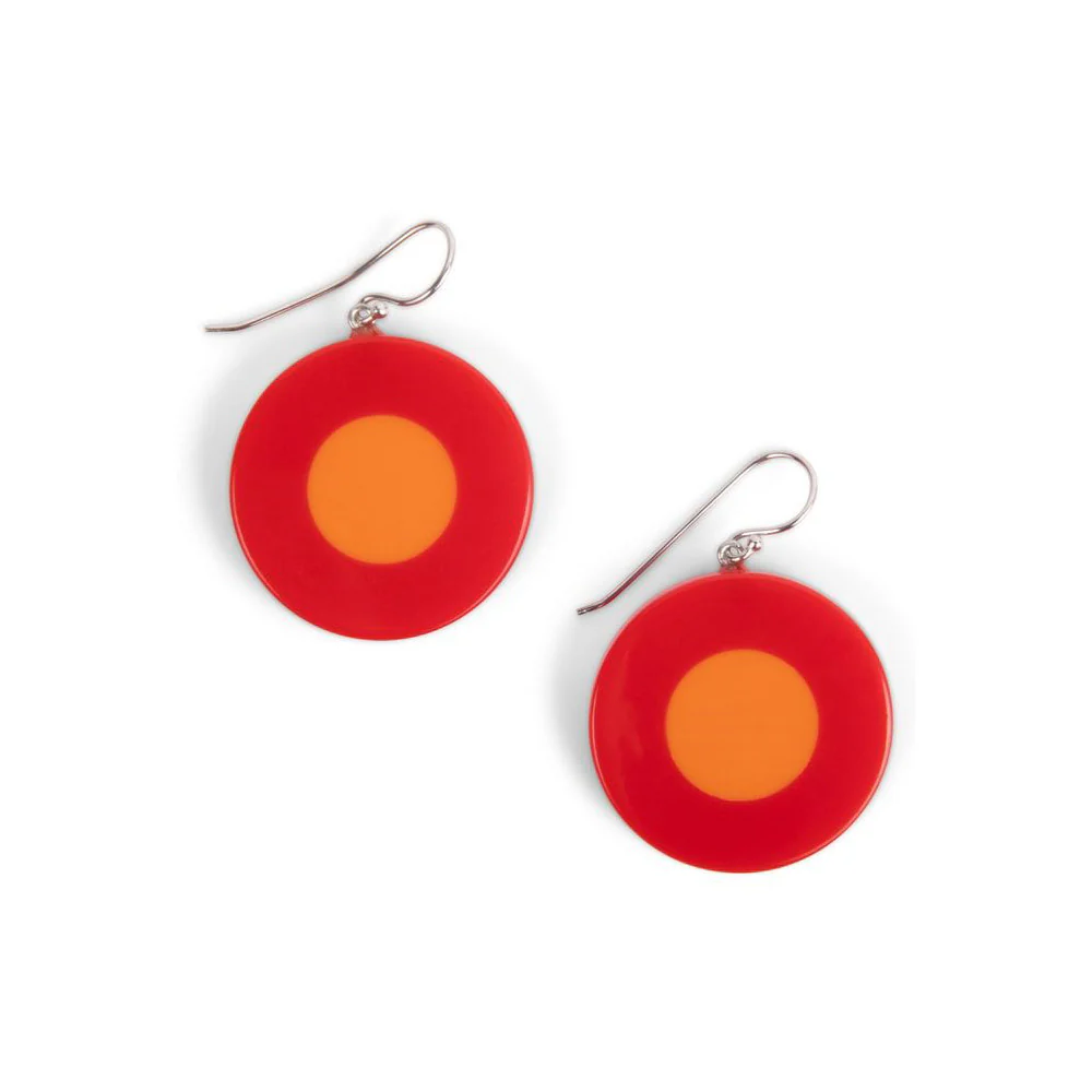 French Dot Pattern Earrings (Red & Orange)