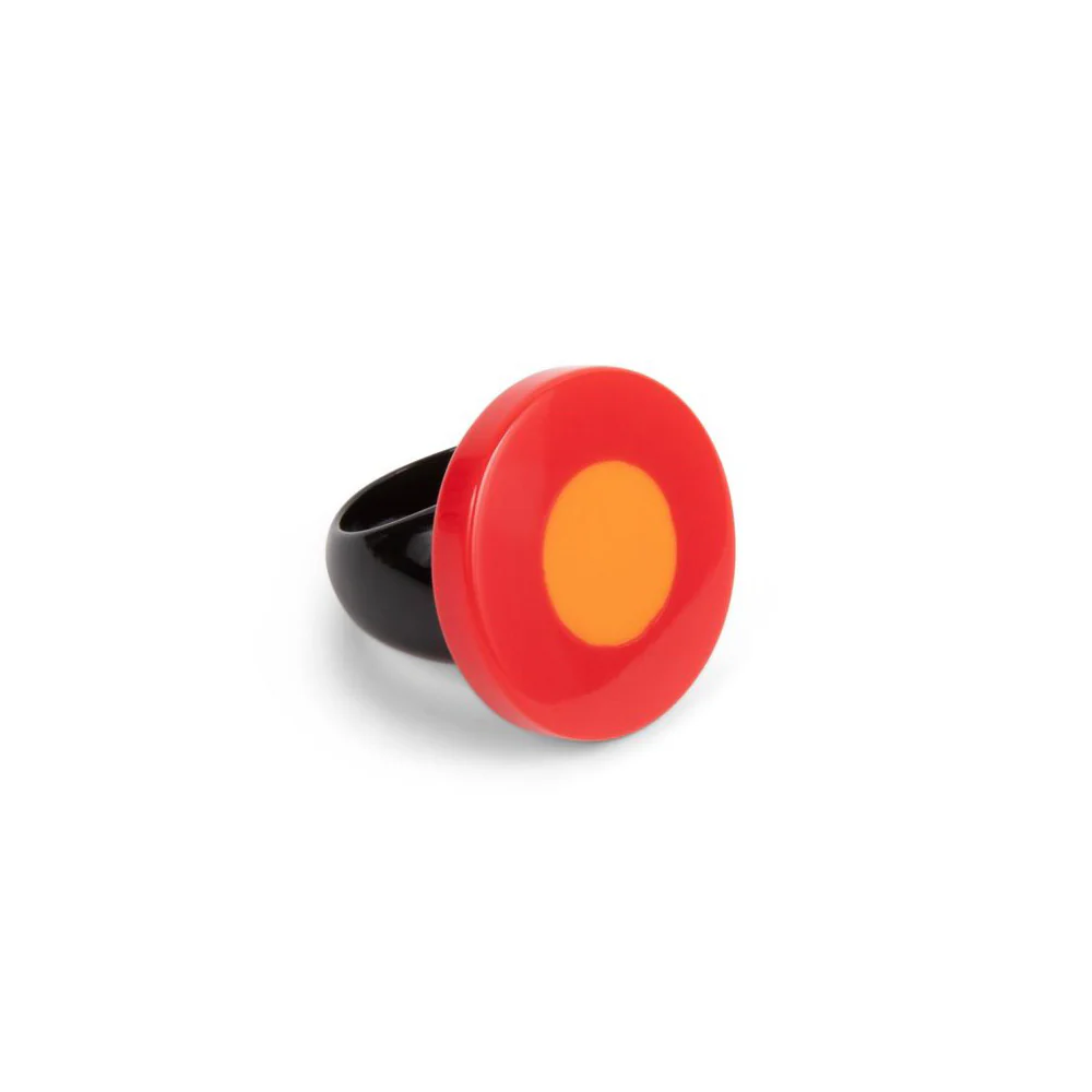 French Dot Pattern Ring (Red & Orange)