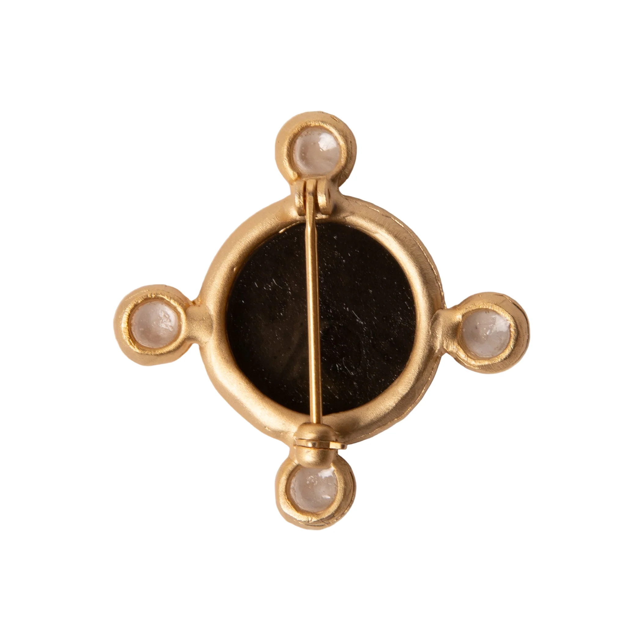 Glass Coin of Ephesos Brooch (Black & White Tones) - Image 2