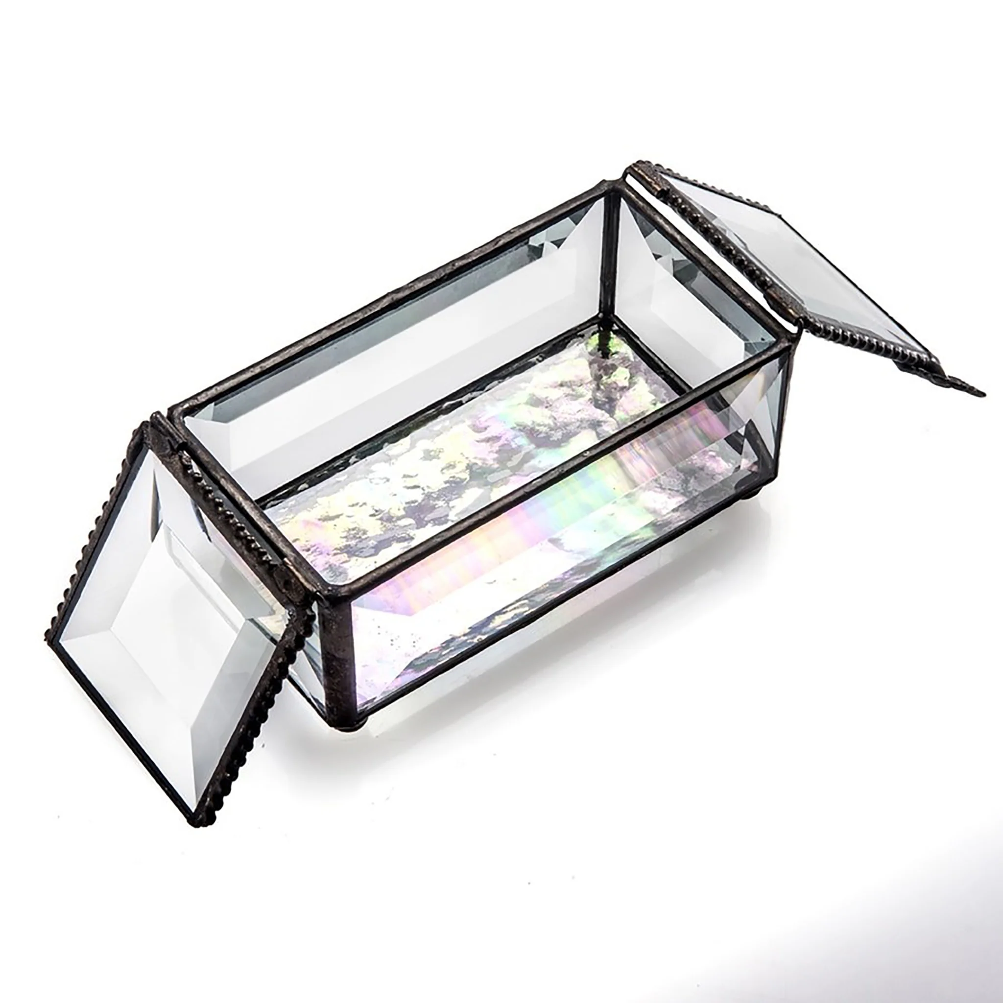 Glass Jewelry Box with Double Hinged Lid - Image 2