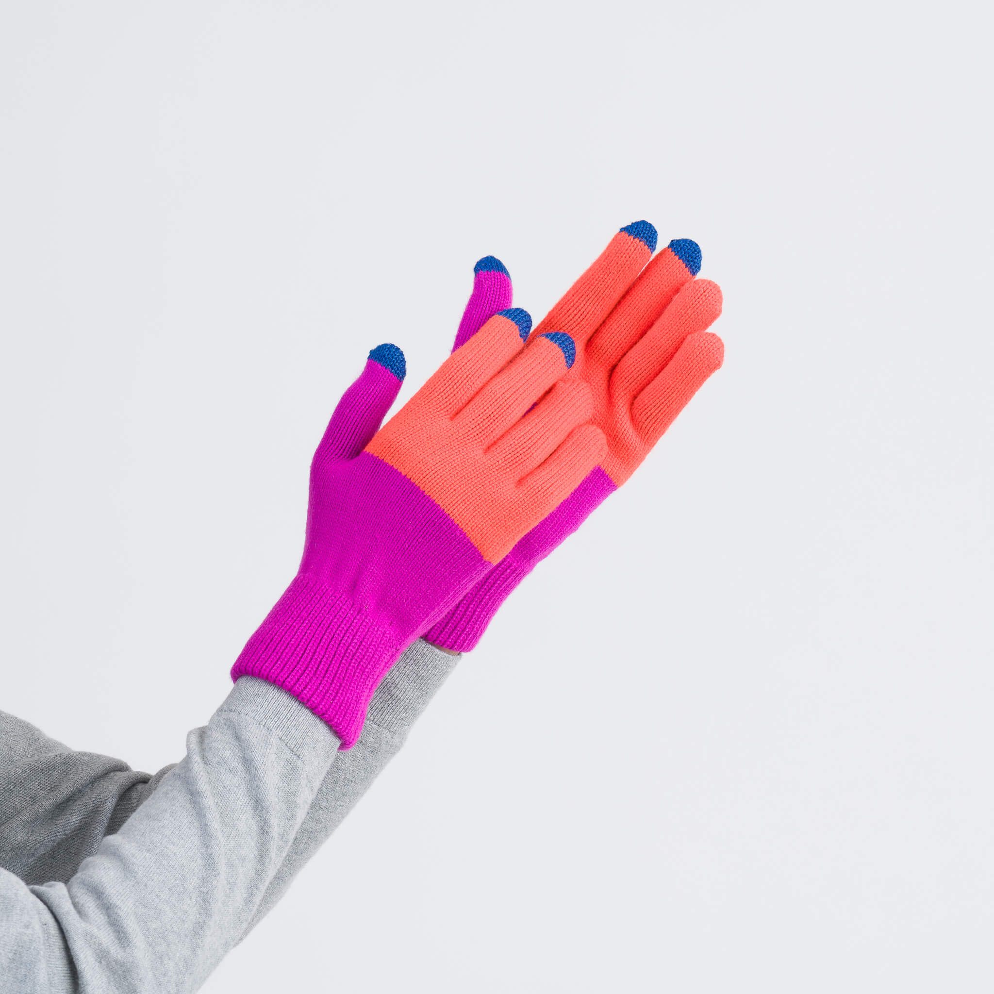 Colorblock Touchscreen Gloves - Poppy & Magenta - Image 2