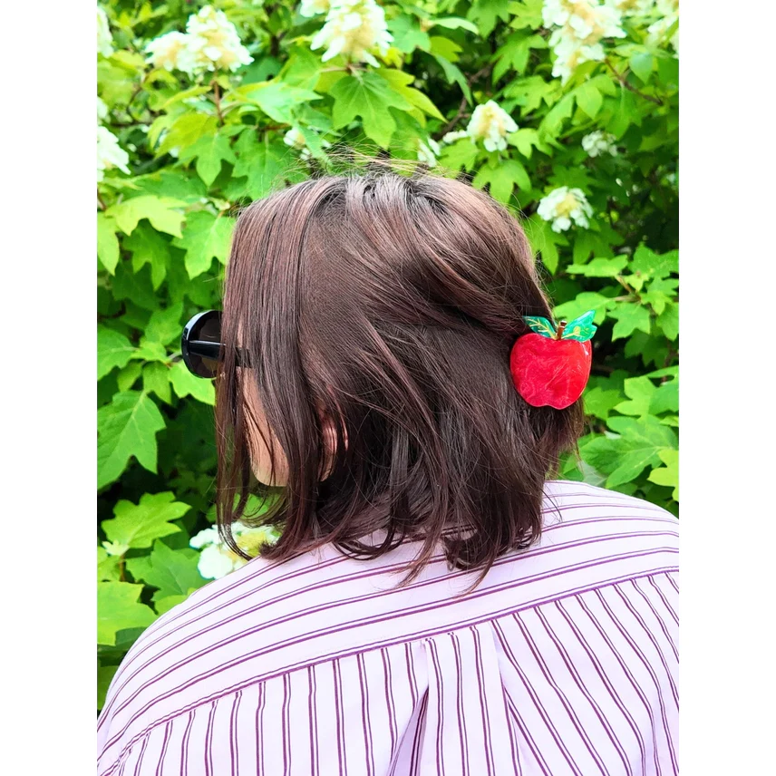 Hand-Painted Mini Apple Hair Clip - Image 2