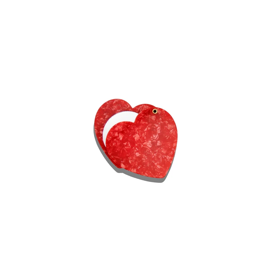 Hand-Painted Red Heart Compact Mirror - Image 2