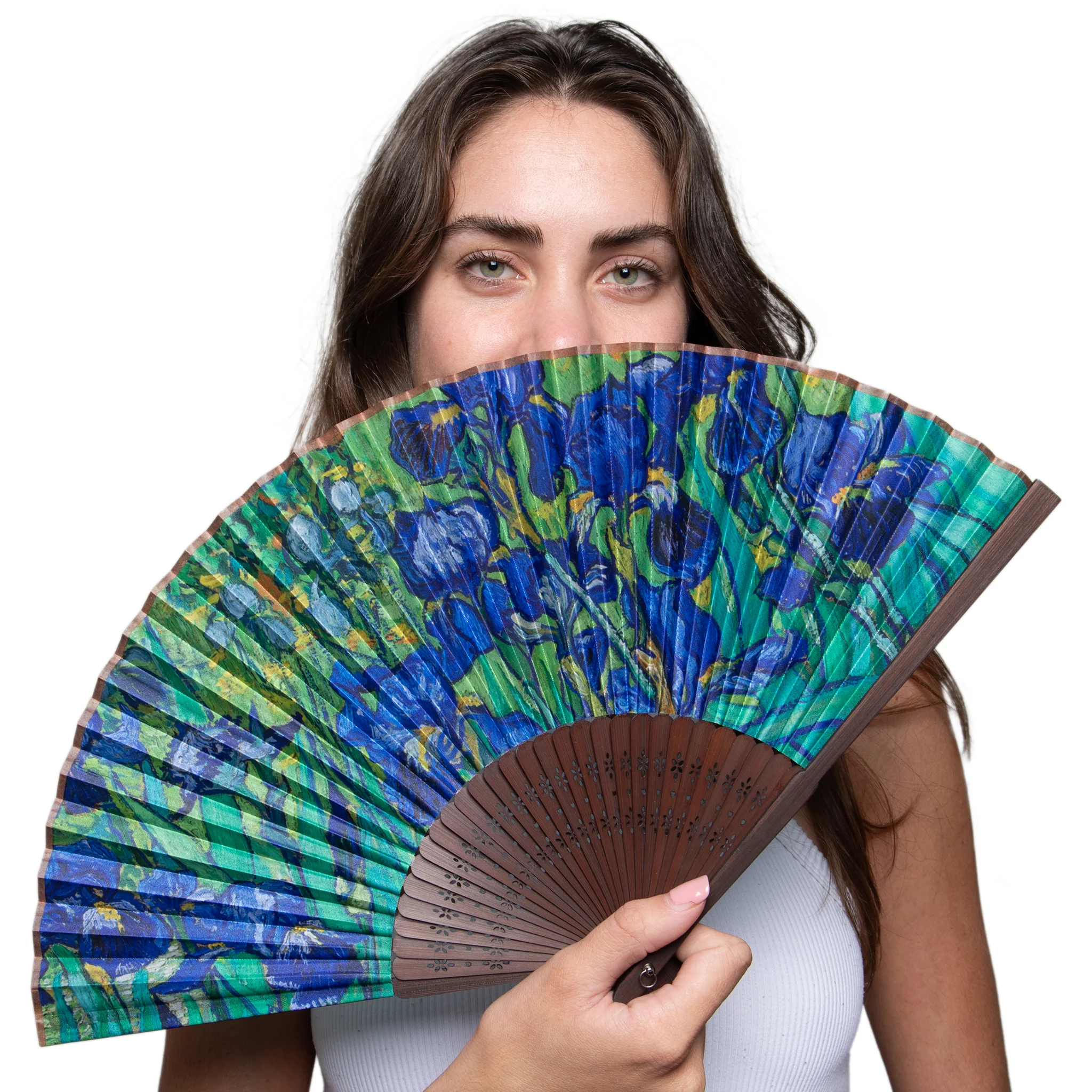 Van Gogh Irises Folding Hand Fan - Image 3