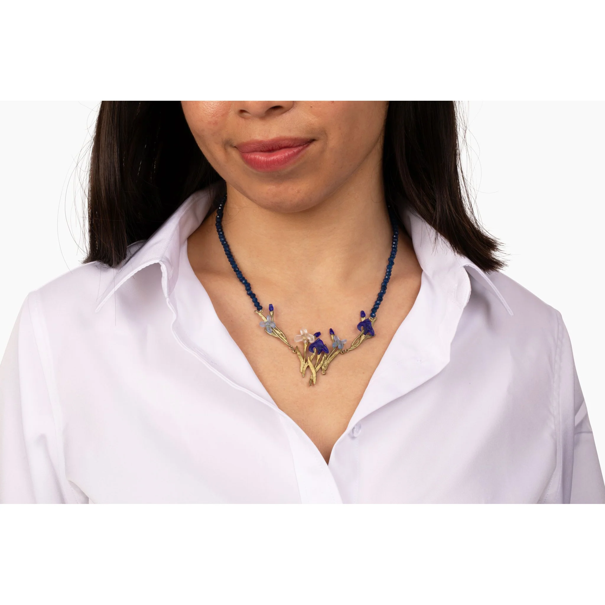 Irises Lapis & Glass Statement Necklace - Image 3