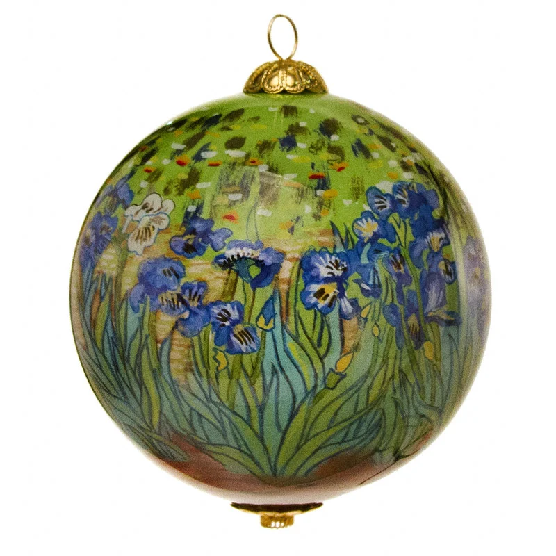 Irises Hand-Painted Glass Ornament - Image 4