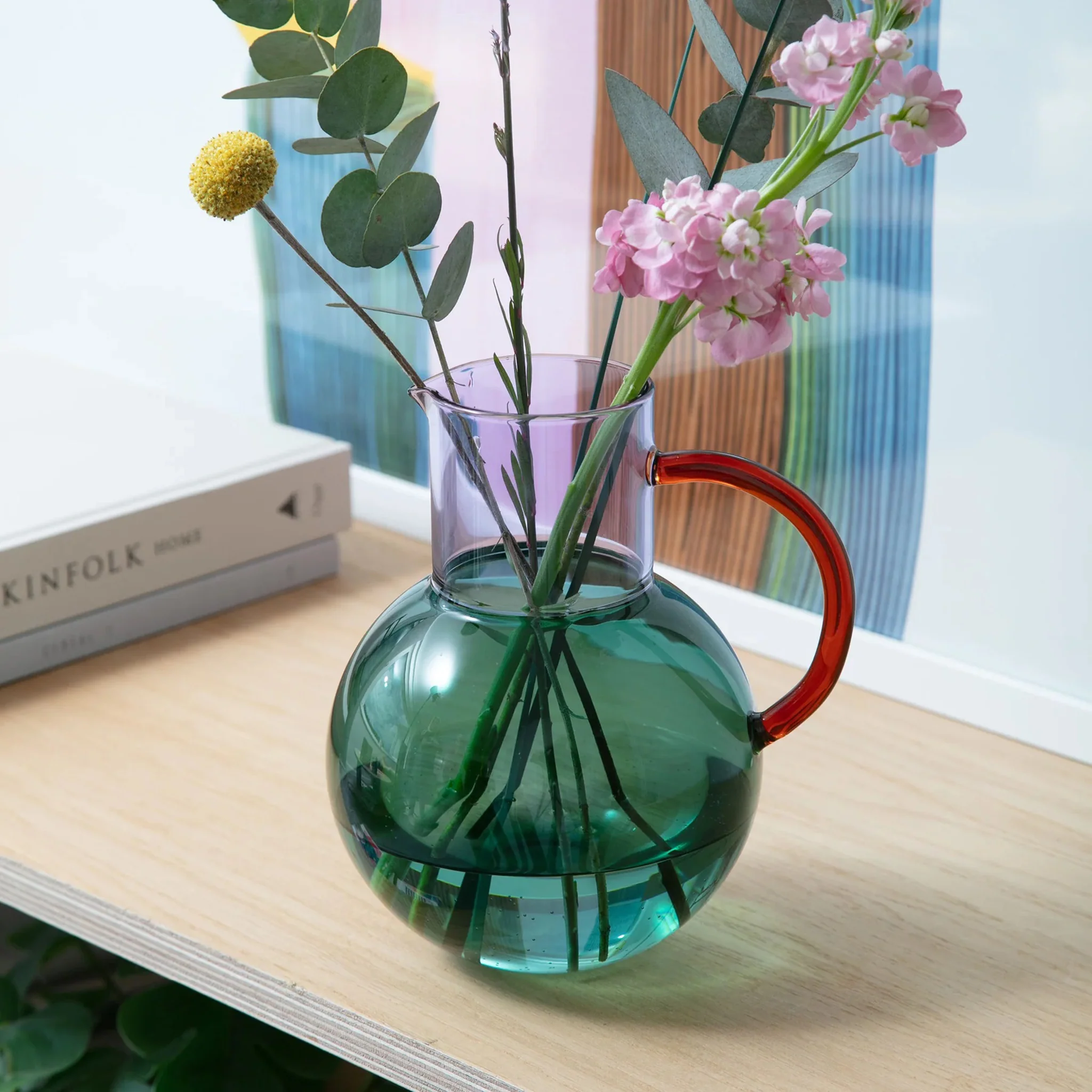 Large Glass Jug - Teal Purple Amber - Image 3