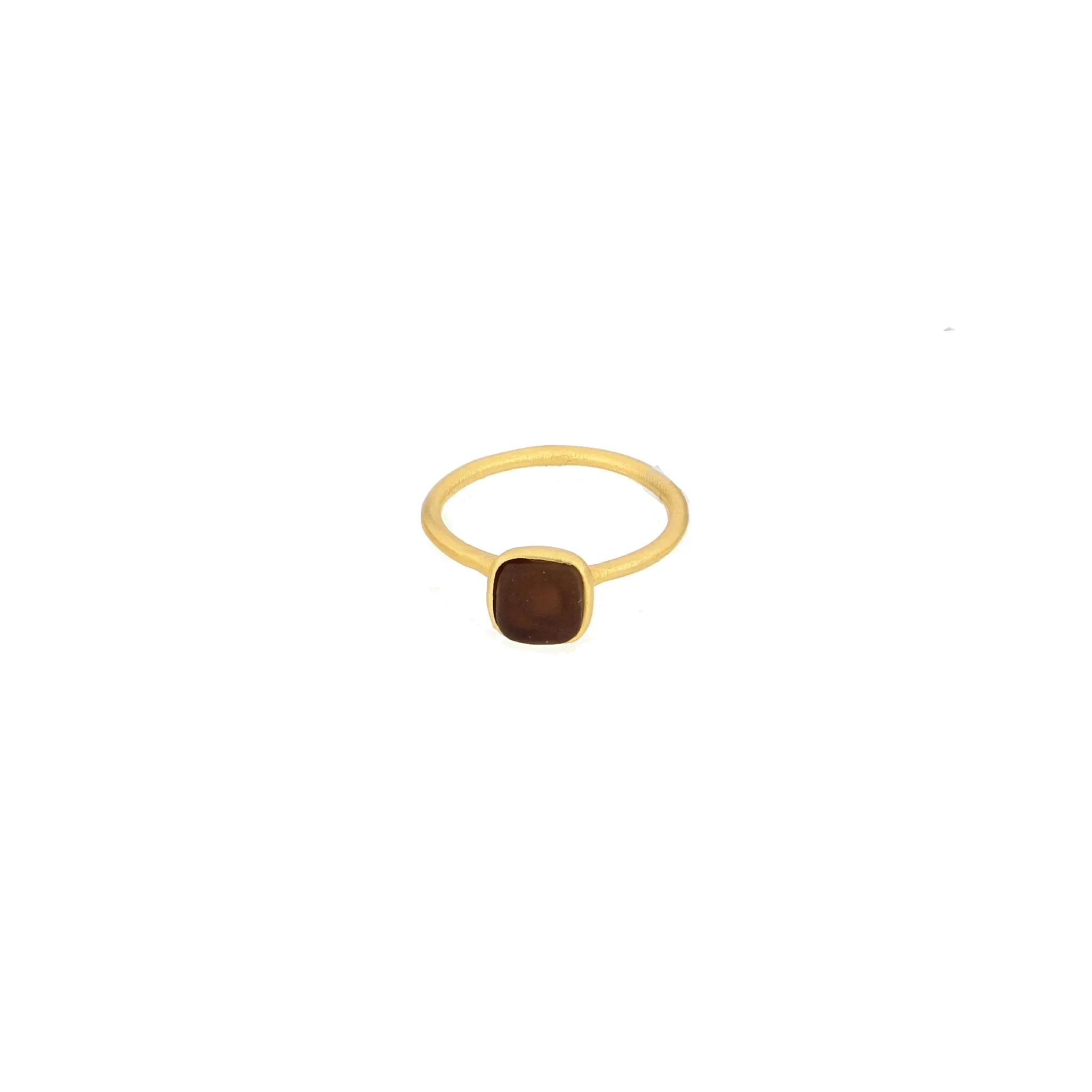 Medieval Glass Square Ring (Plum Tone)