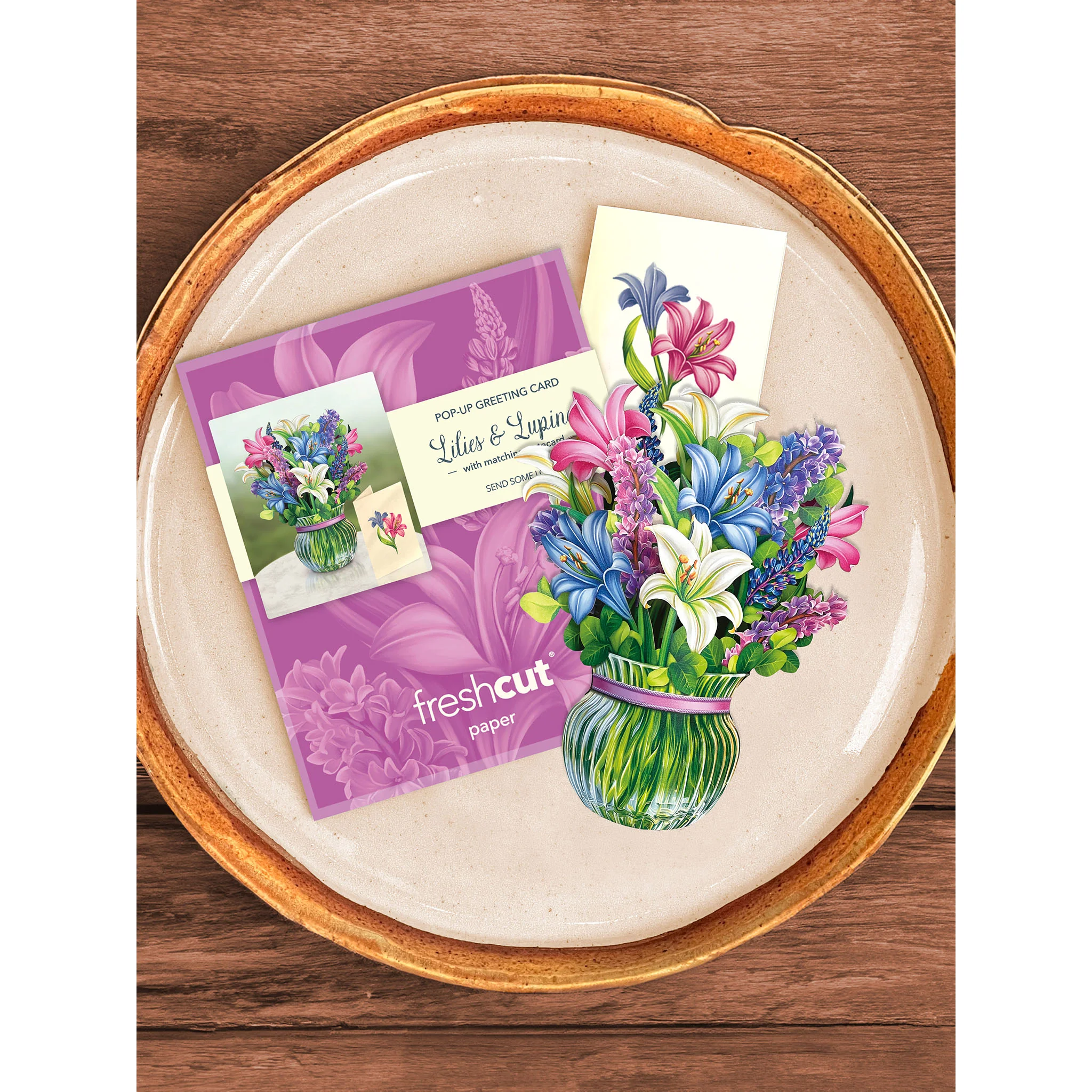 Mini Lilies & Lupines Pop-up Notecard - Image 2