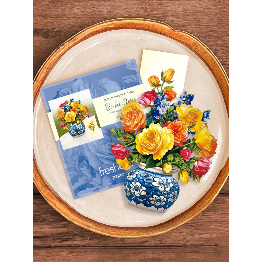 Mini Sorbet Roses Pop-Up Notecard - Image 2