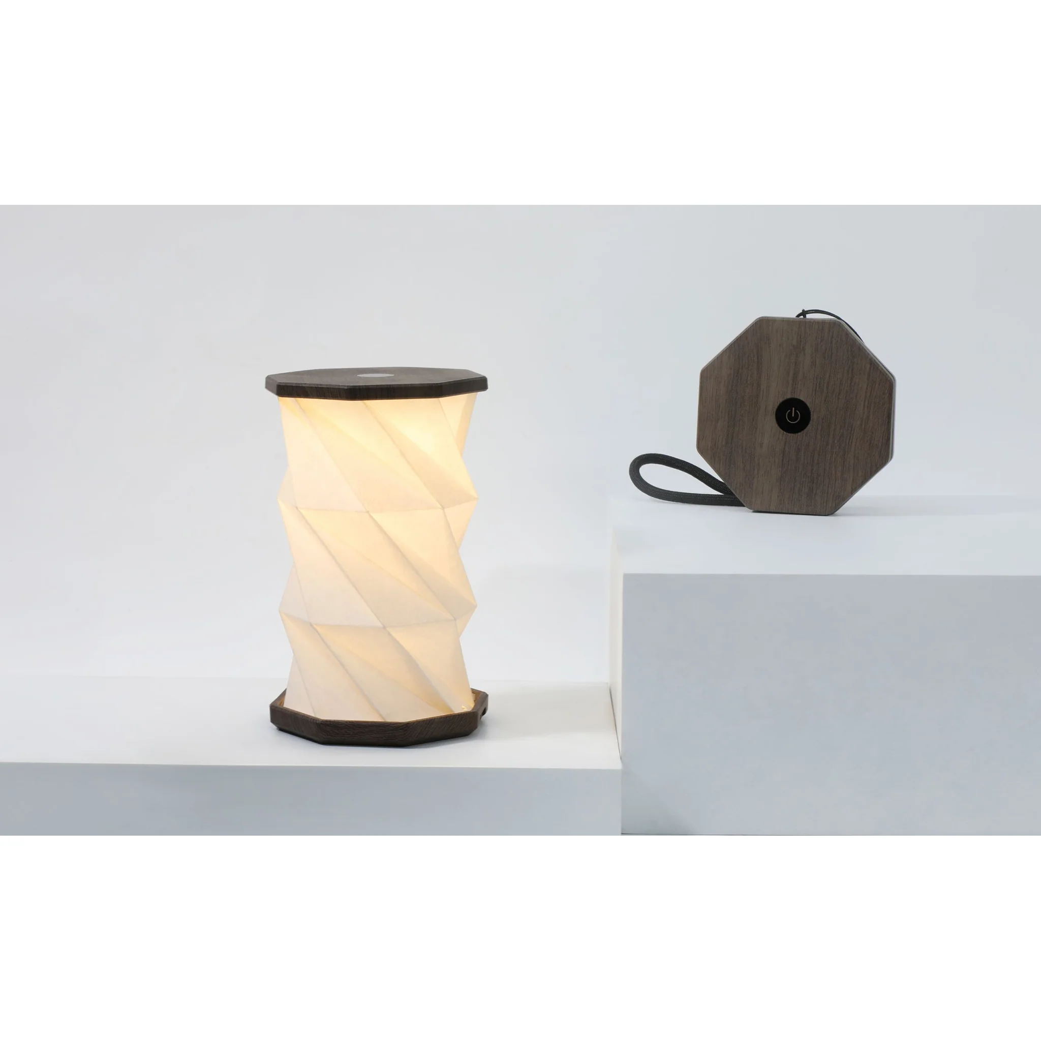 Mini Twist Hexagon Lamp - Walnut - Image 2