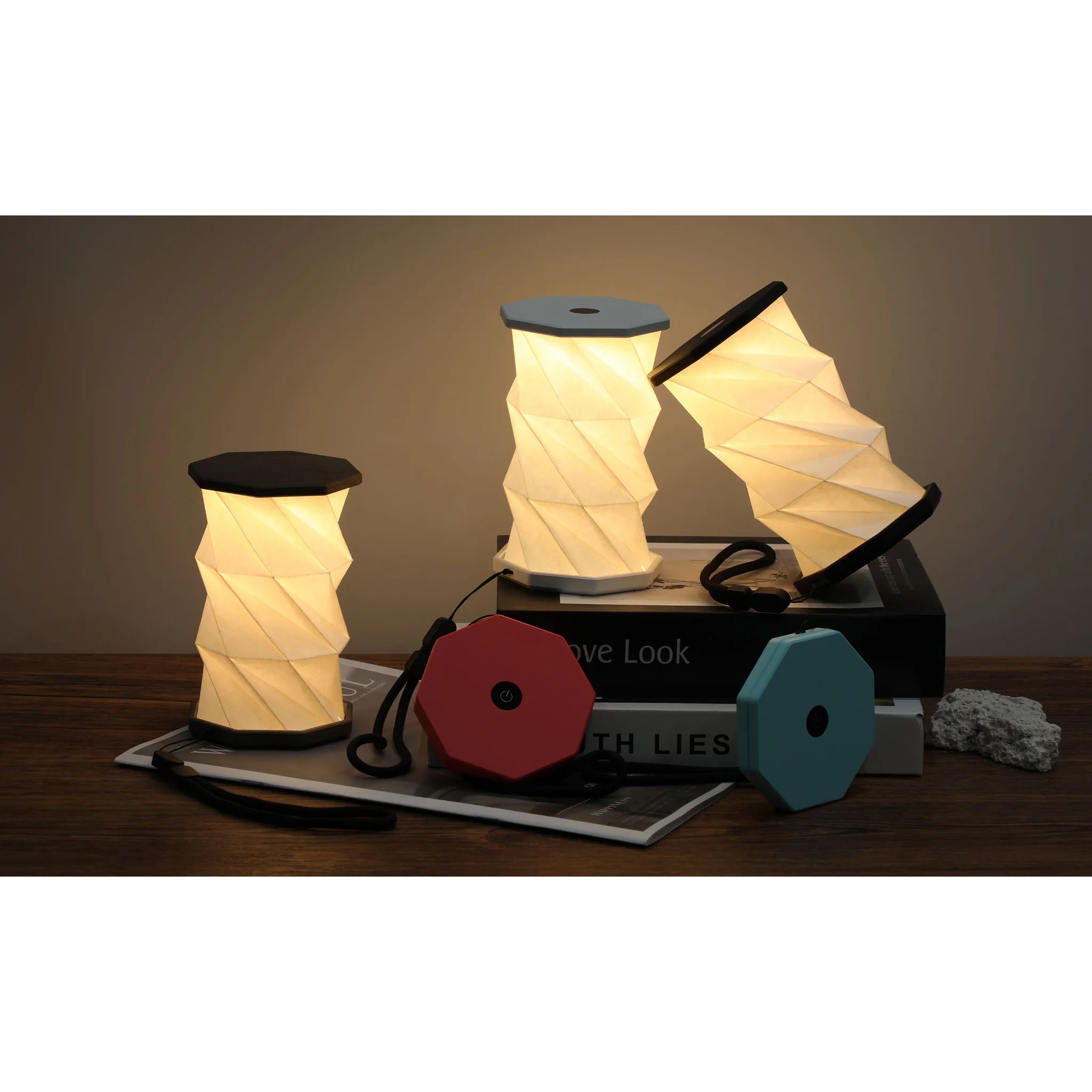Mini Twist Hexagon Lamp - Walnut - Image 3