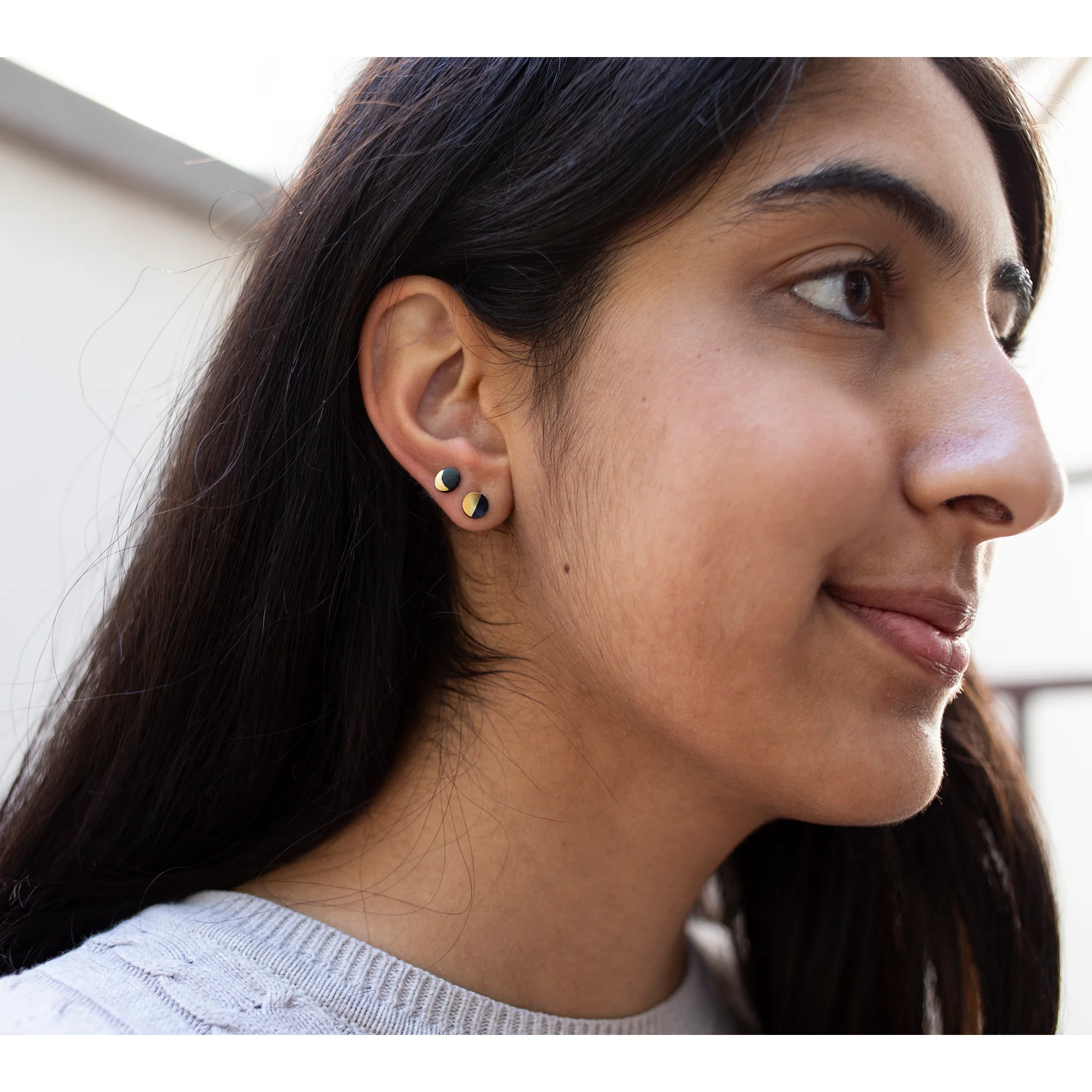 Moon Phase Stud Earrings (Set of 3) - Image 2