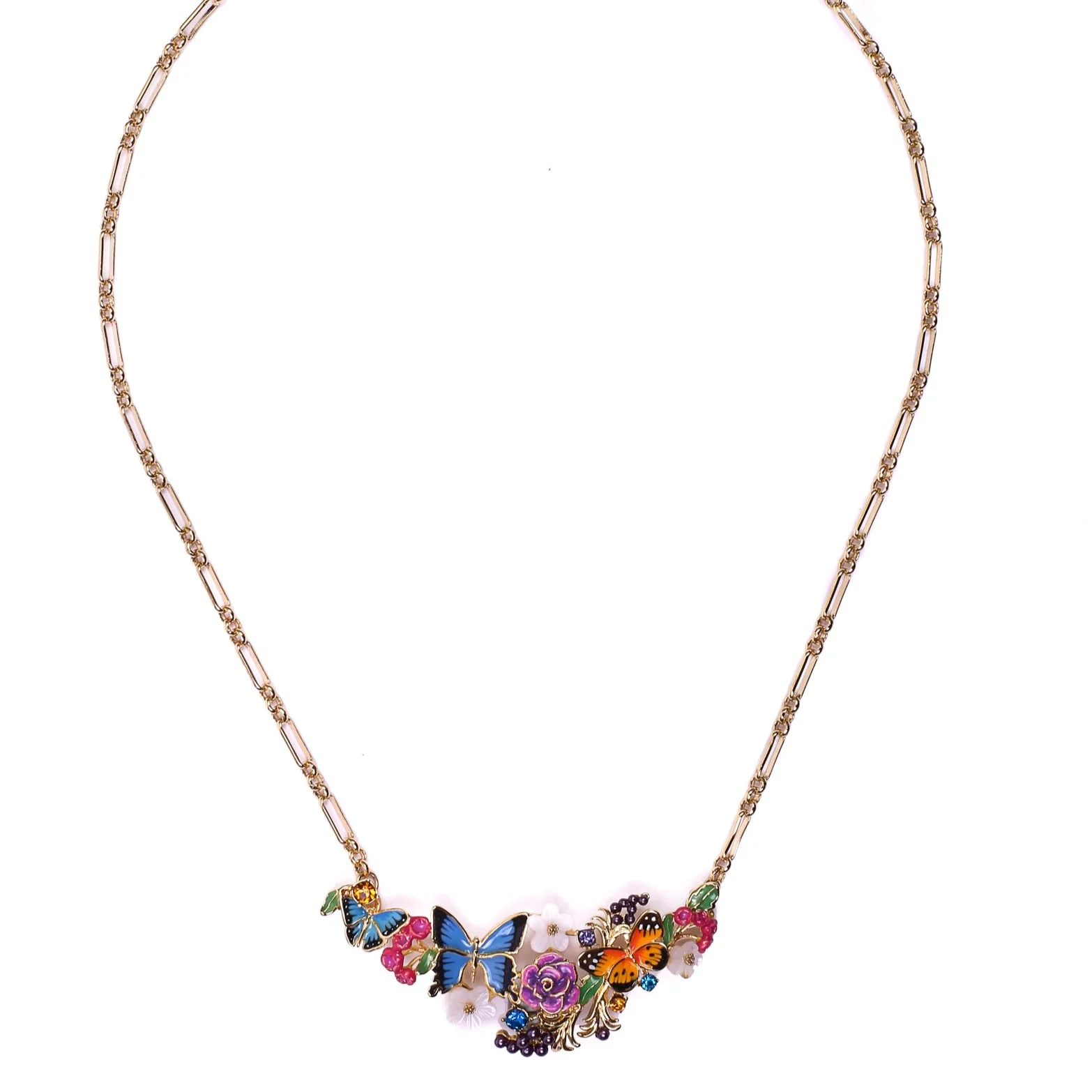 Enamel Butterfly Statement Necklace - Image 2
