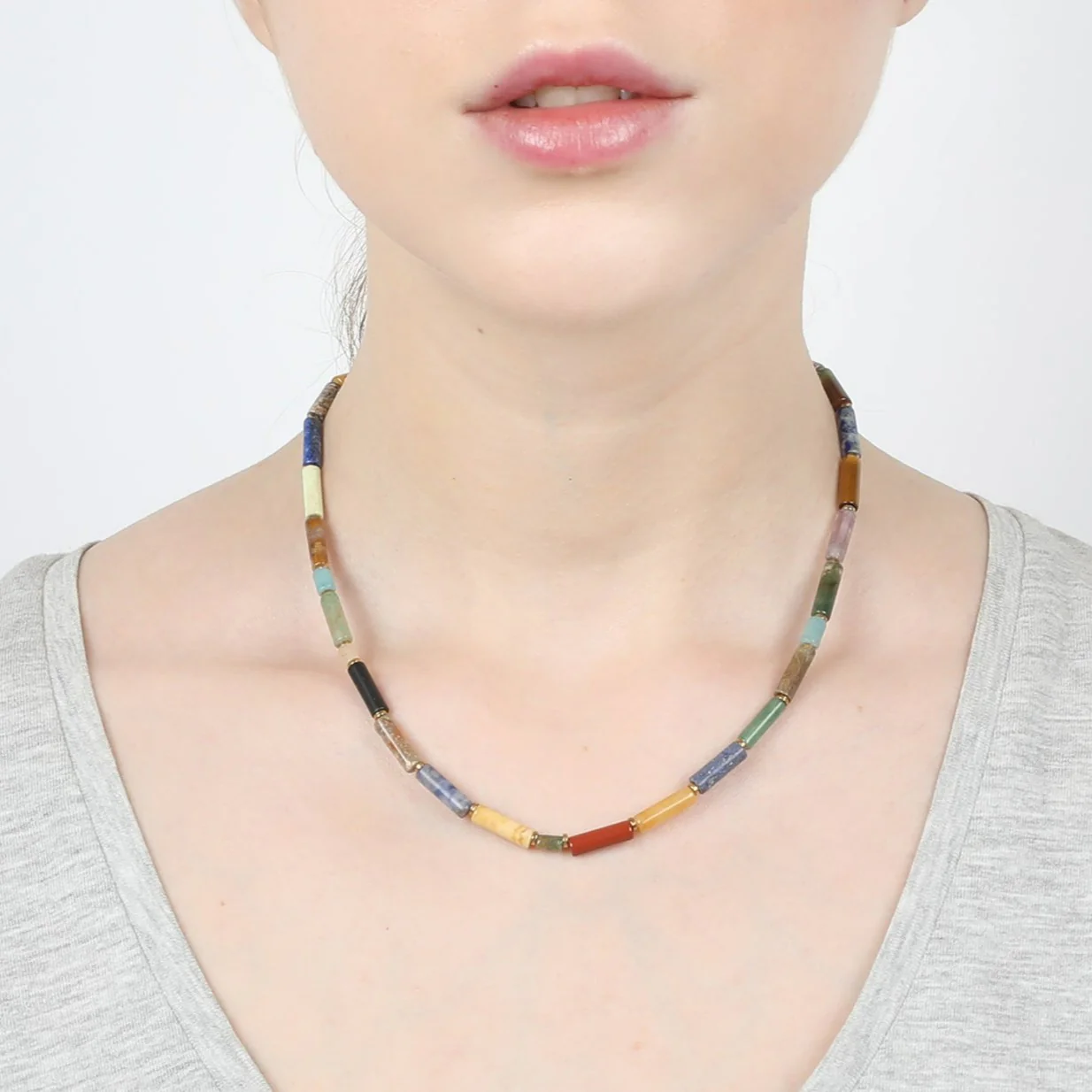 Cylindrical Mixed Bead Necklace - Image 2