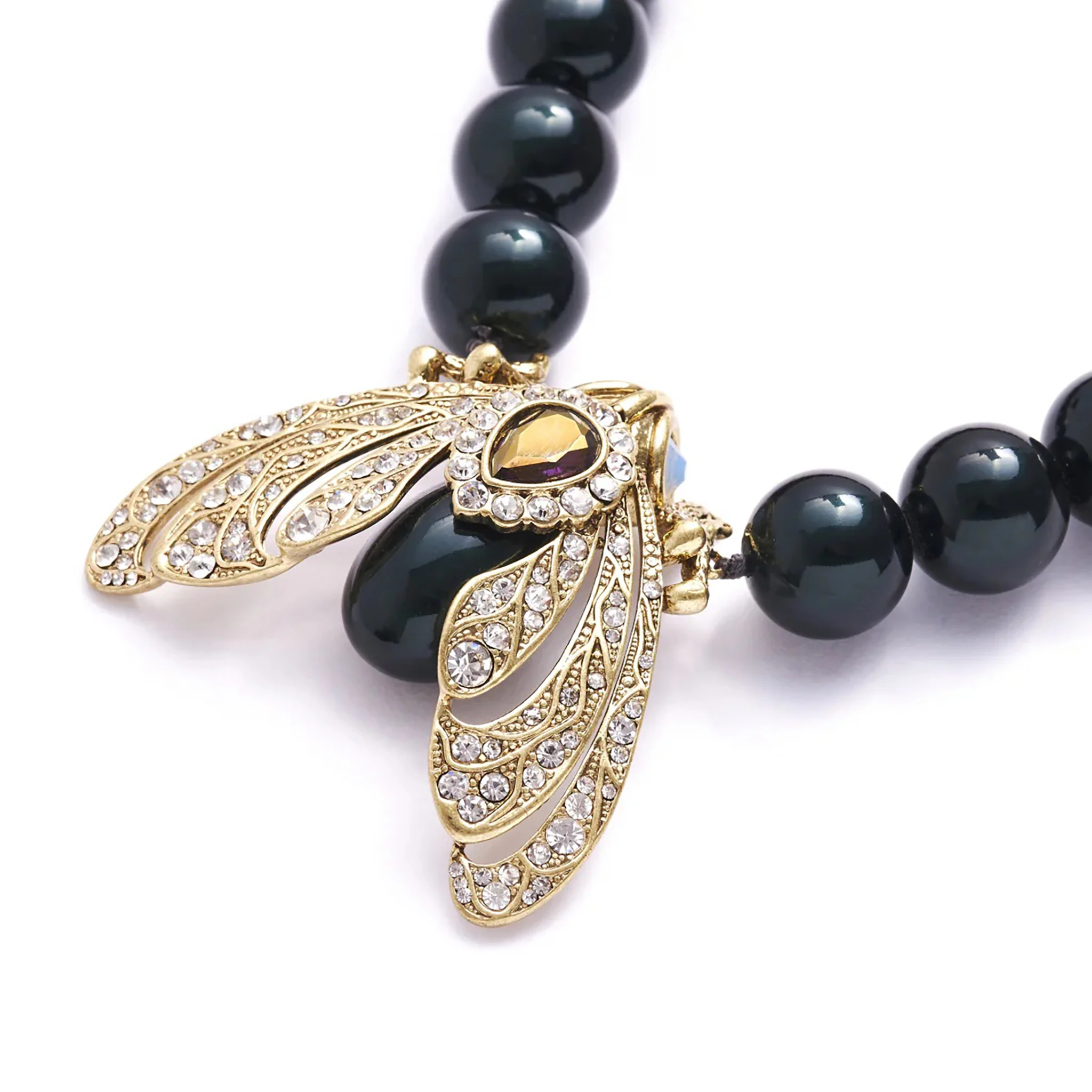 Bejeweled Moth Statement Necklace - Image 2