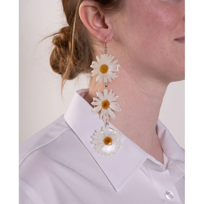 Pressed Daisy Statement Earrings - Image 2