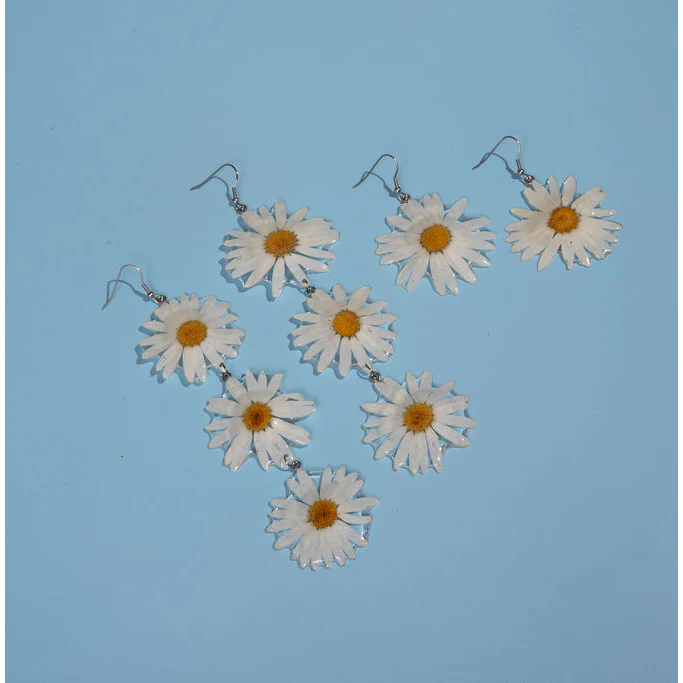 Pressed Daisy Statement Earrings - Image 3