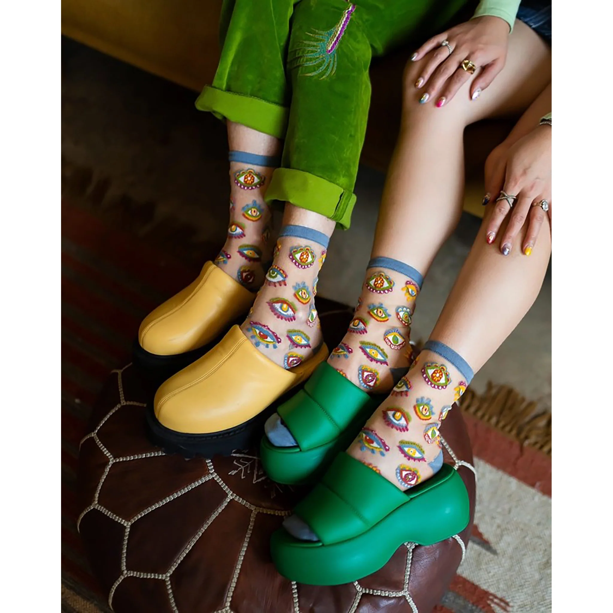 Eye Sheer Crew Socks - Image 2