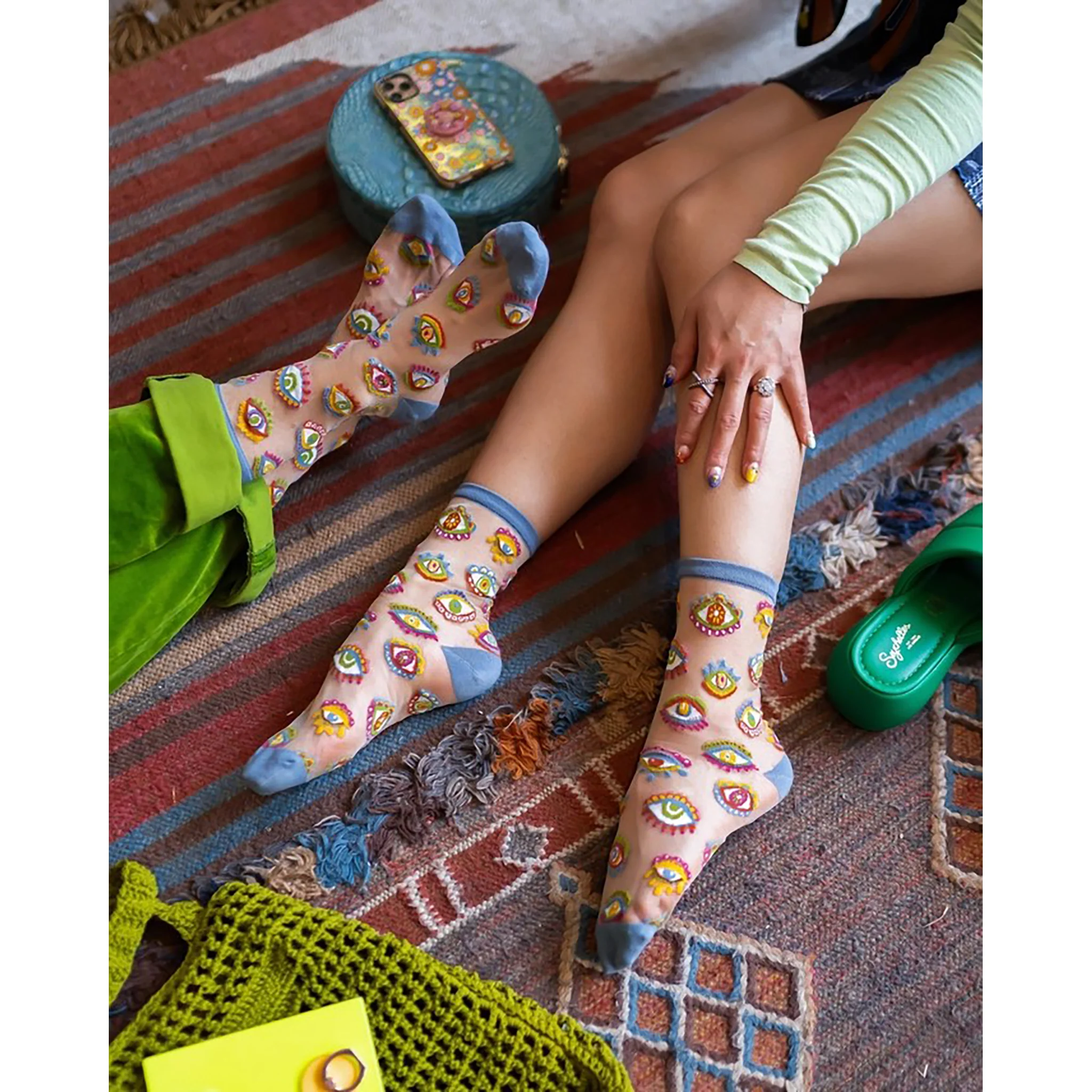 Eye Sheer Crew Socks - Image 3