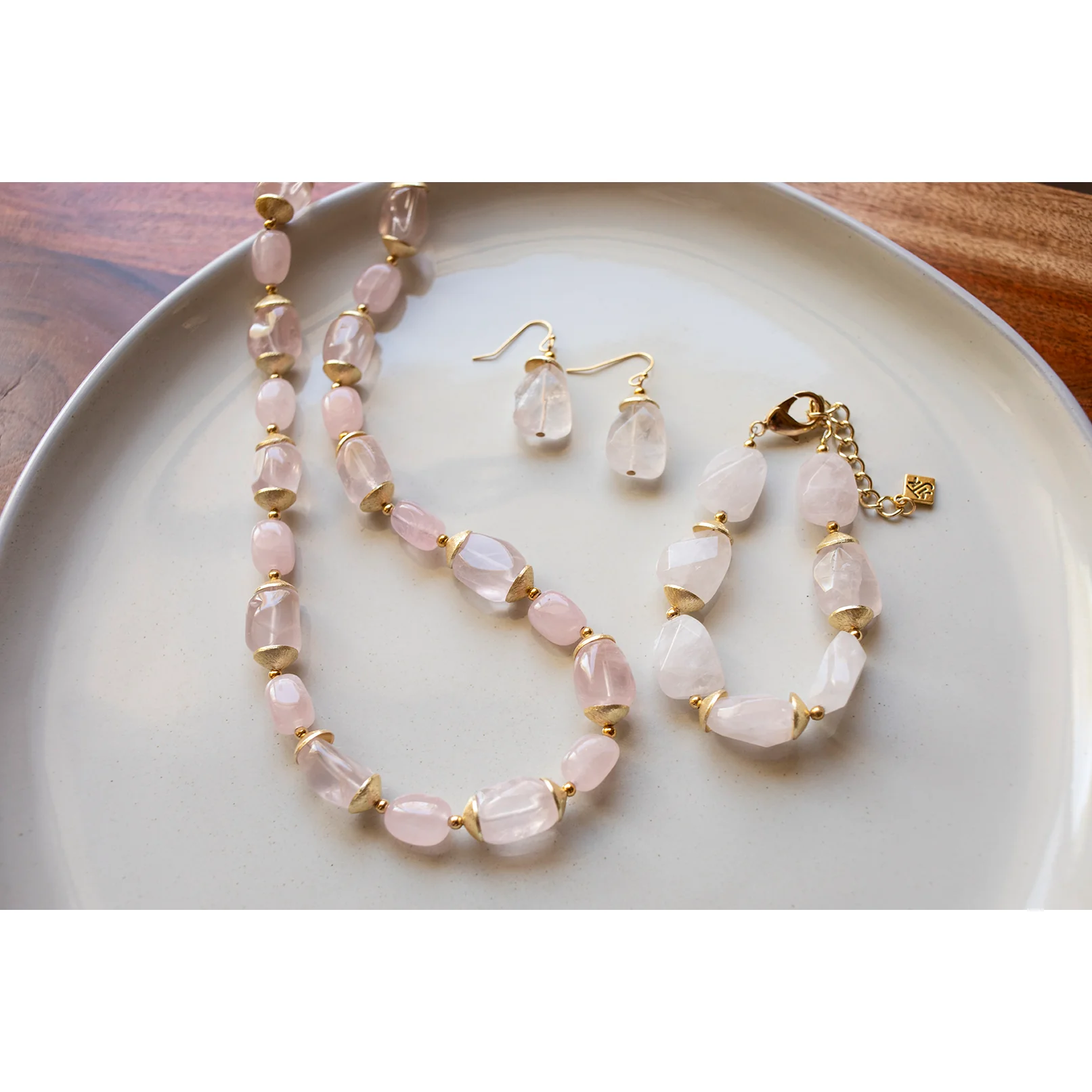 Rose Quartz Drop Earrings - Image 3