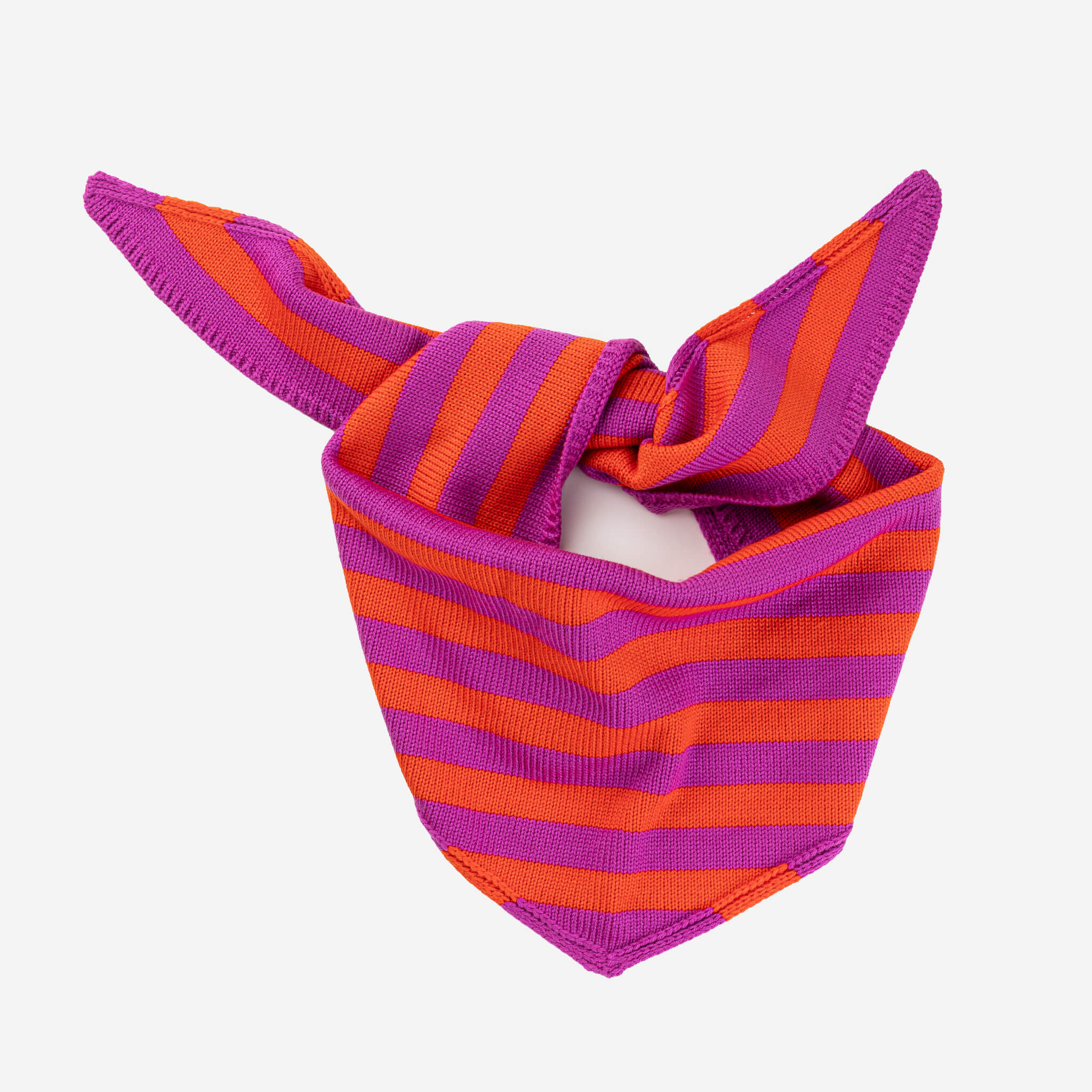 Simple Stripe Triangle Scarf - Poppy & Magenta - Image 7