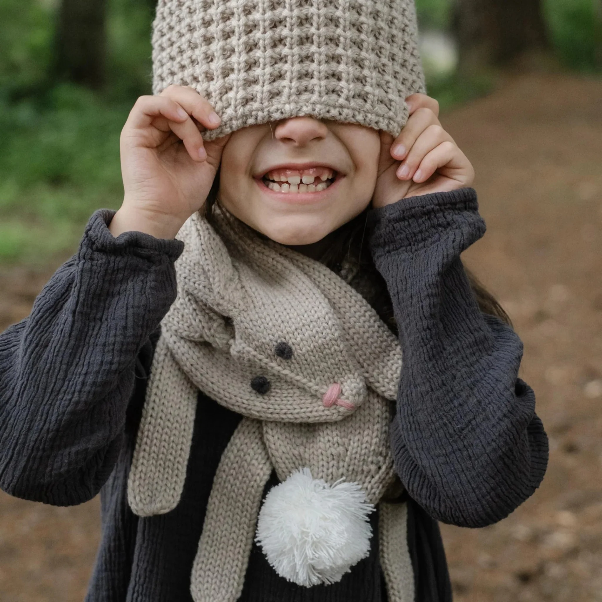 Knit Bunny Scarf - Oat - Image 3