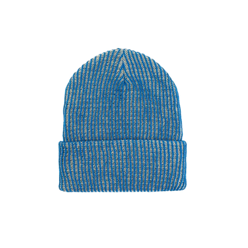 Simple Rib Knit Beanie - Cobalt Sand