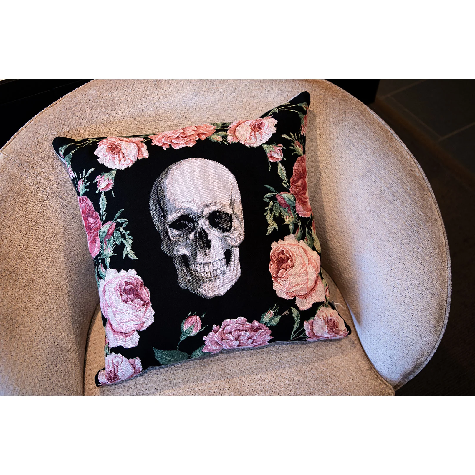 Skull and Roses Tapestry Pillow - Image 2