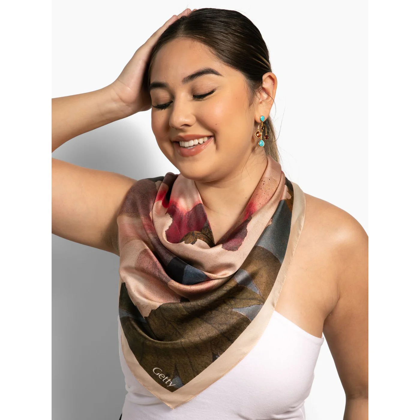 Square Kazumasa Ogawa Tree Pæony Silk Scarf - Image 3